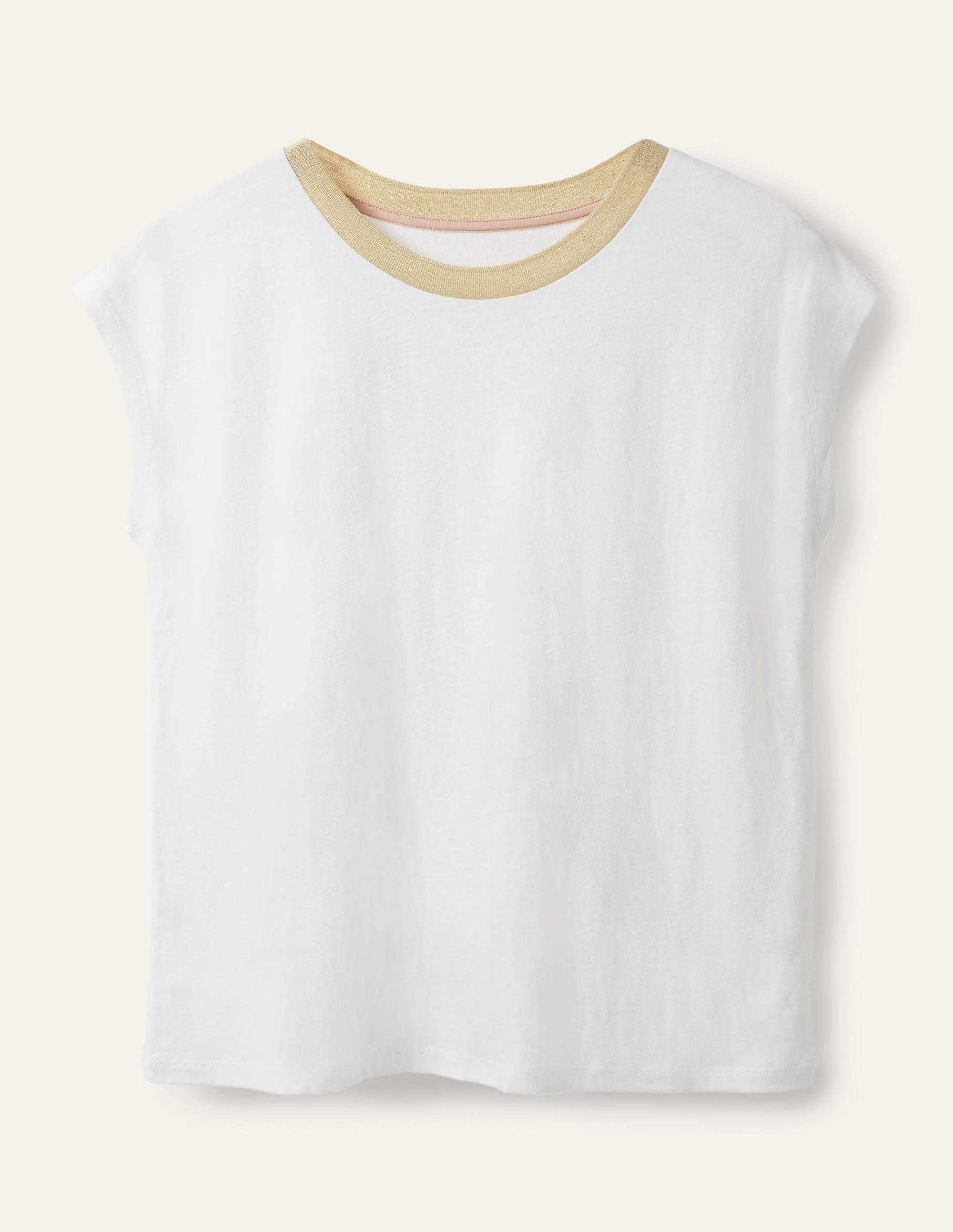 Linen Sparkle Short Sleeve Tee-White - Image 5