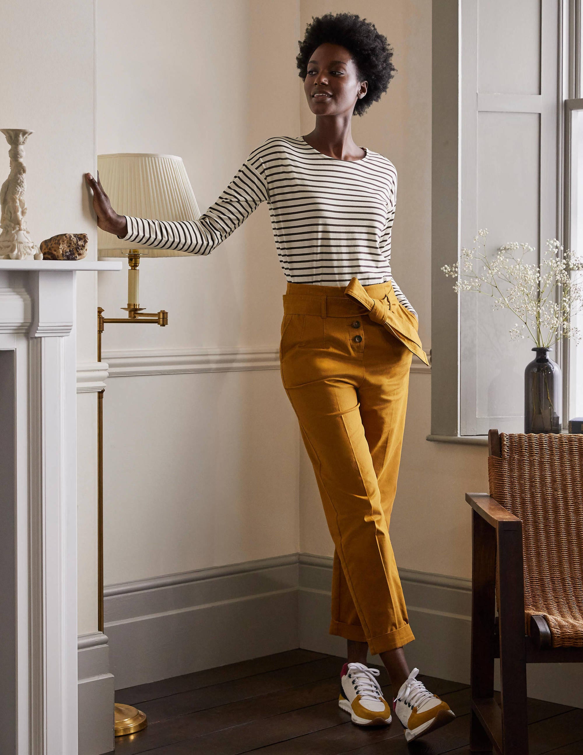 Supersoft Dropped Shoulder Top-Ivory/ Navy - Image 3