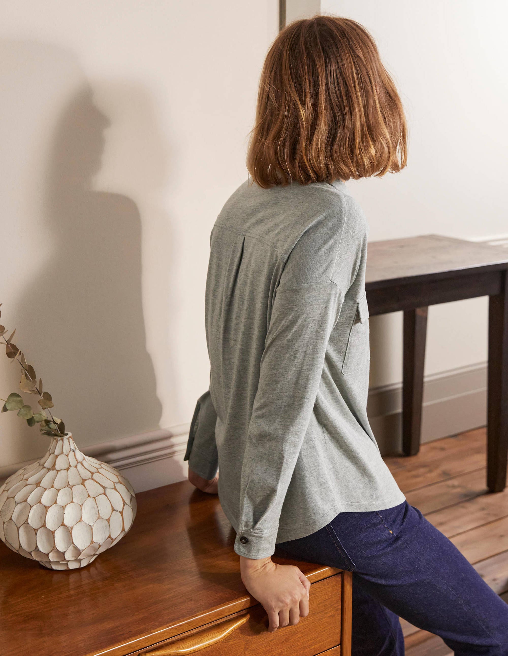 Relaxed Jersey Shirt-Grey Marl - Image 2