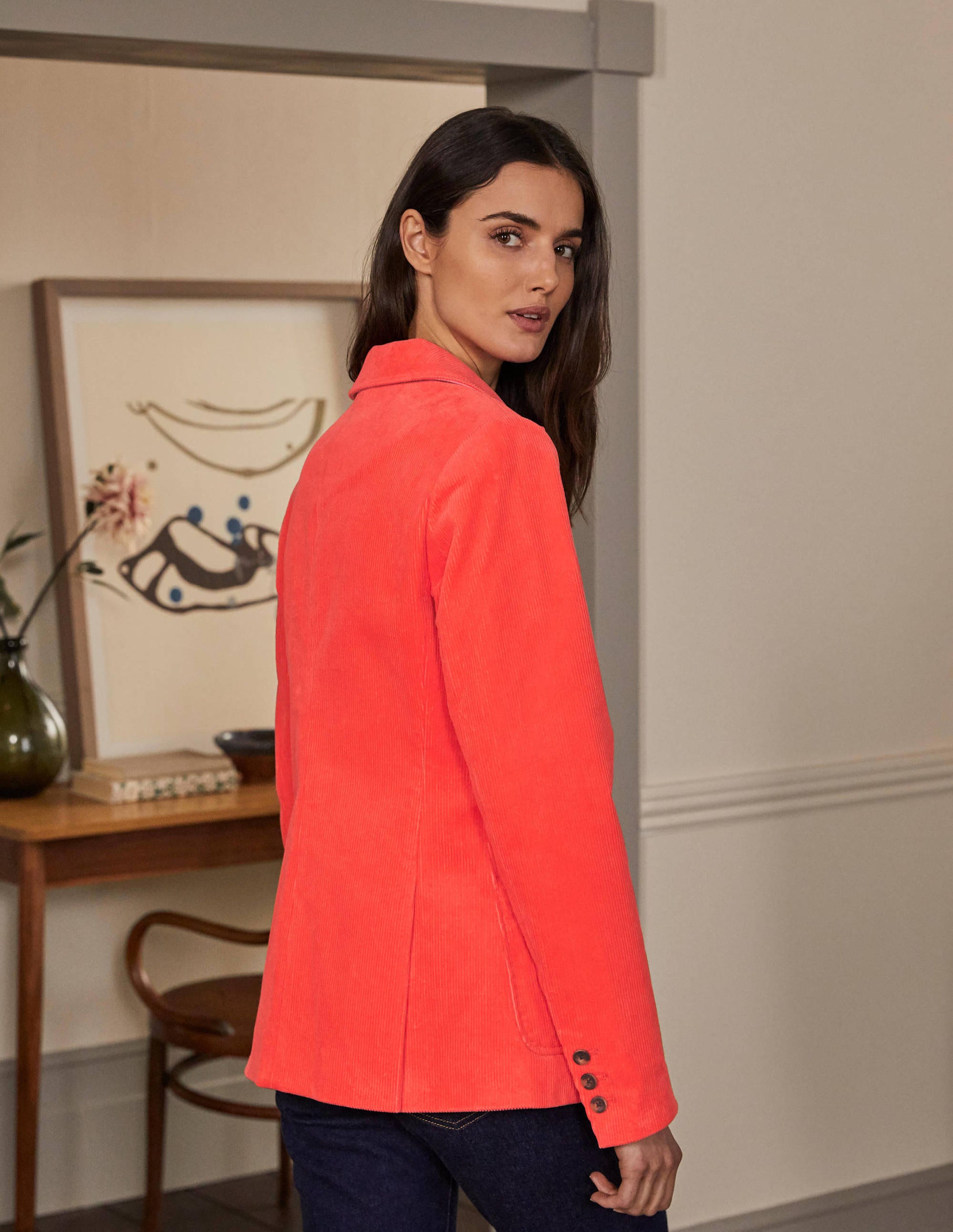 Victoria Cord Blazer-Coral Crush - Image 2
