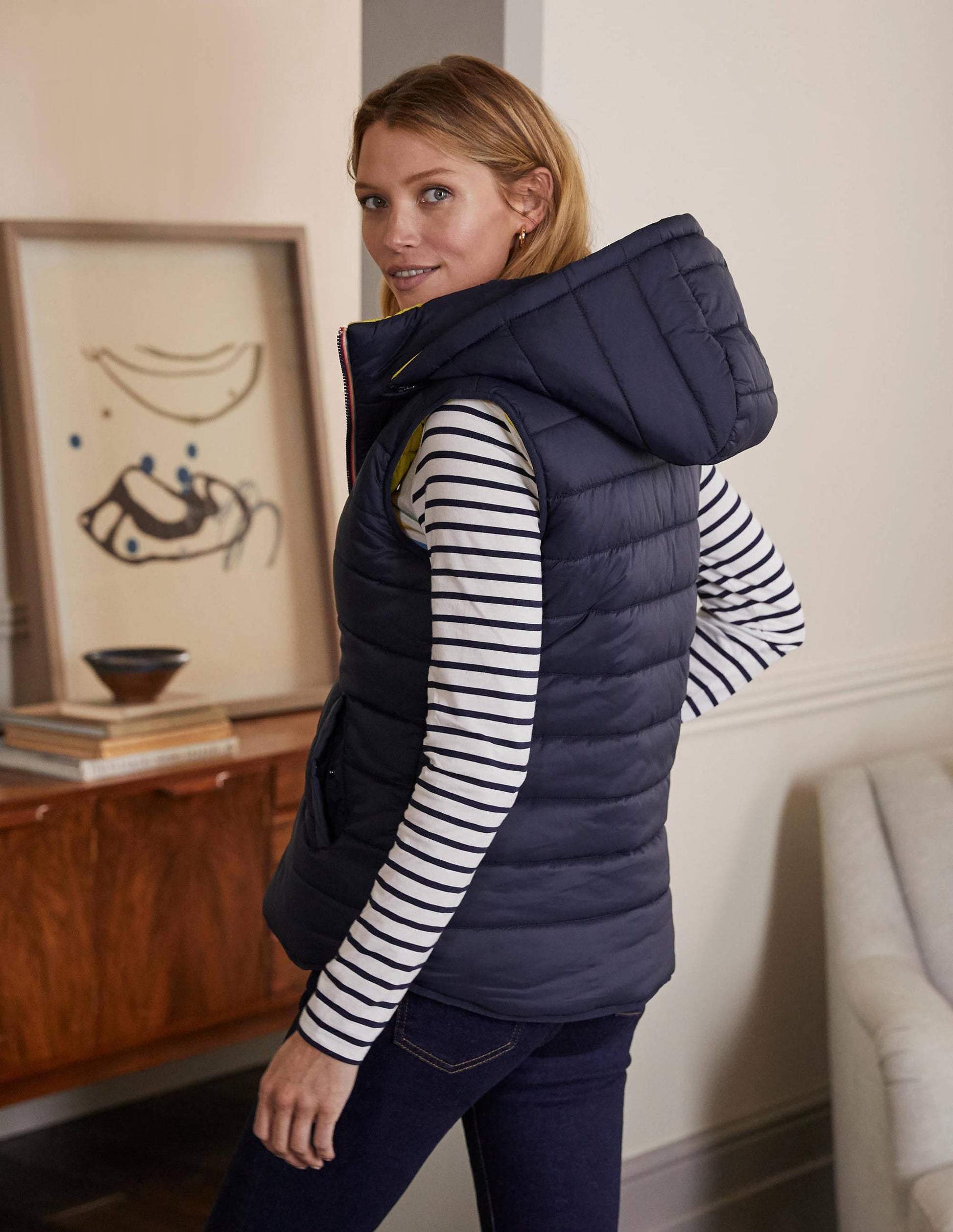 Reversible Lightweight Gilet-Navy/Mimosa-3