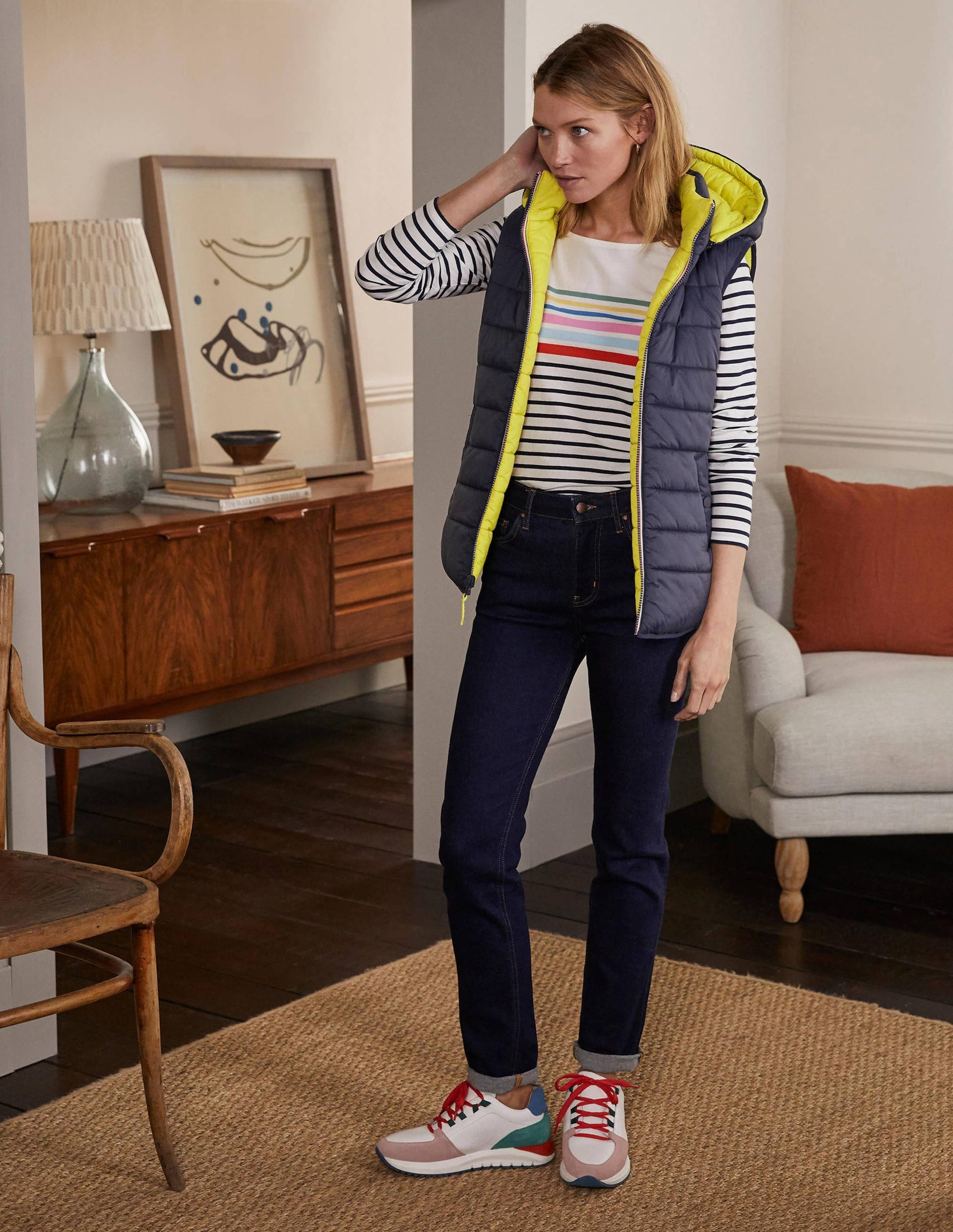 Reversible Lightweight Gilet-Navy/Mimosa-4