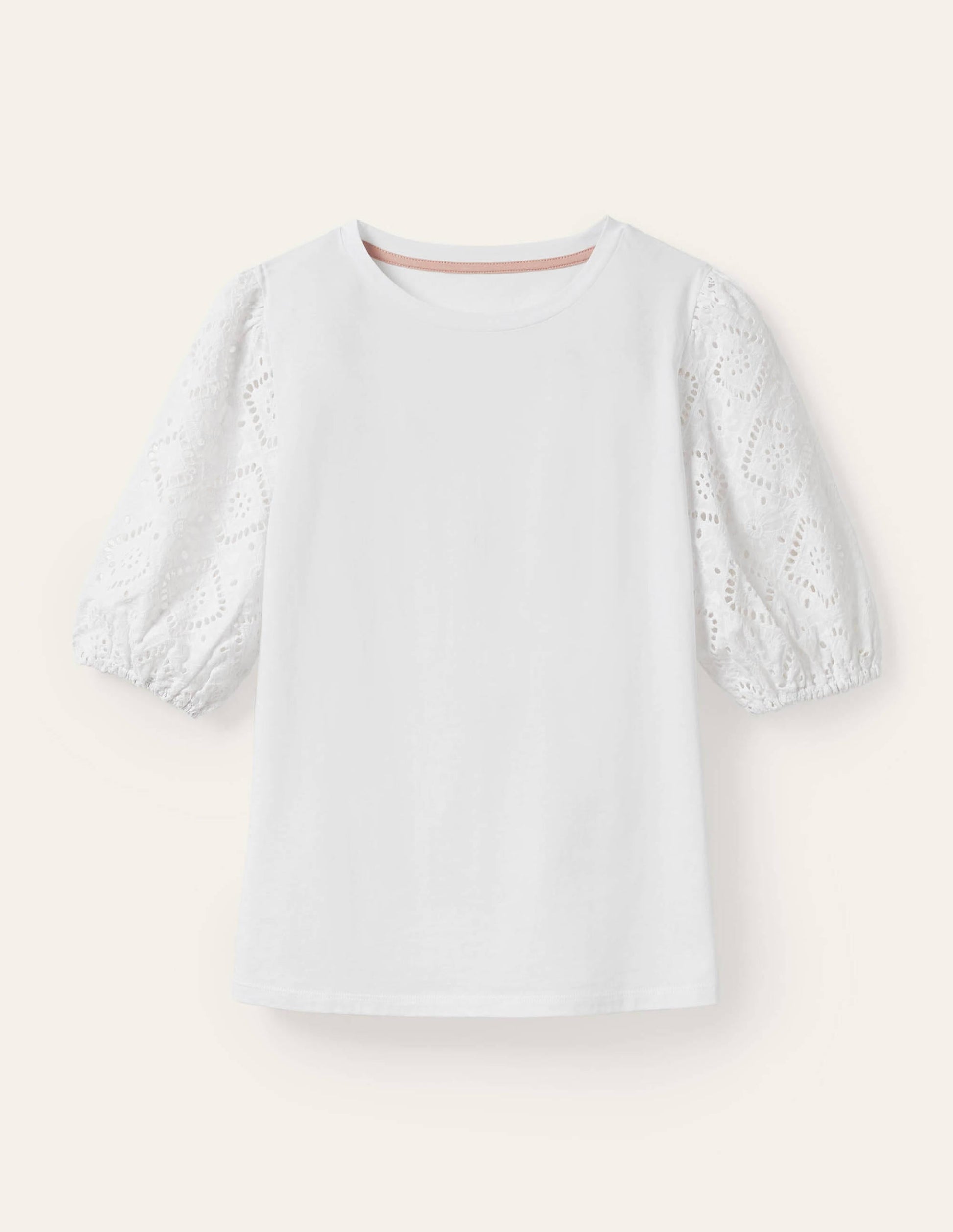 Abigail Puff Sleeve Jersey Top-White-5