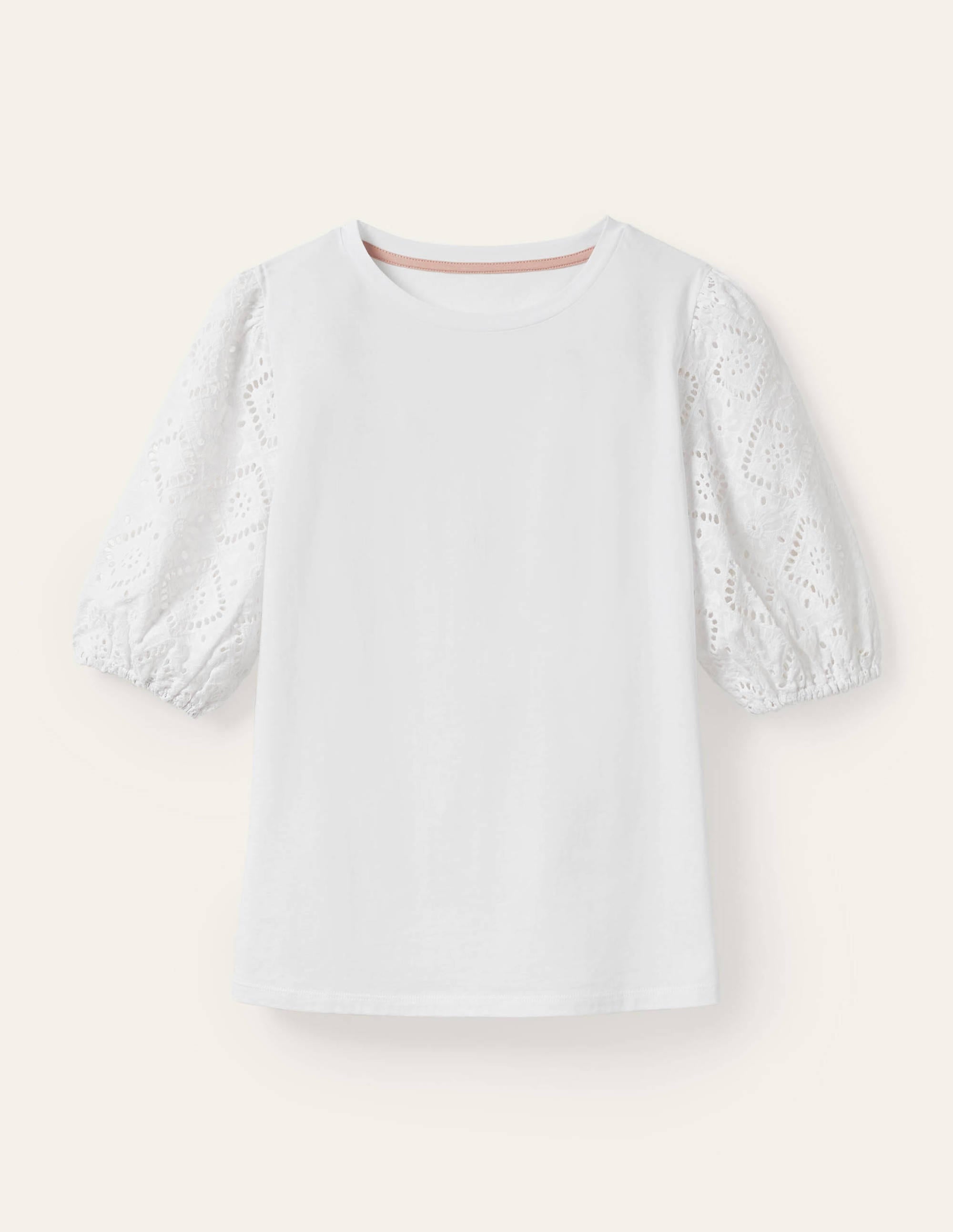 Abigail Puff Sleeve Jersey Top-White - Image 5
