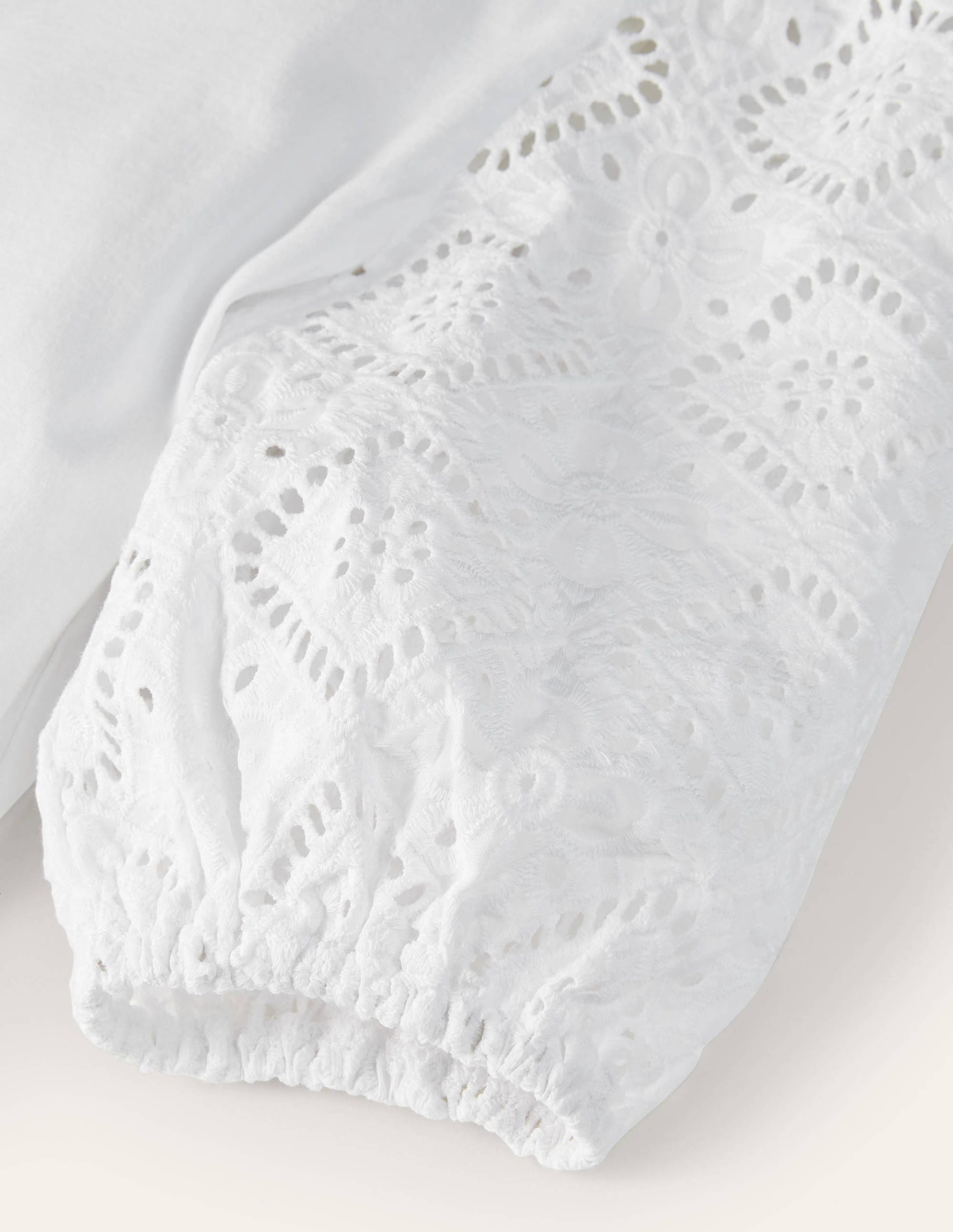 Abigail Puff Sleeve Jersey Top-White - Image 6