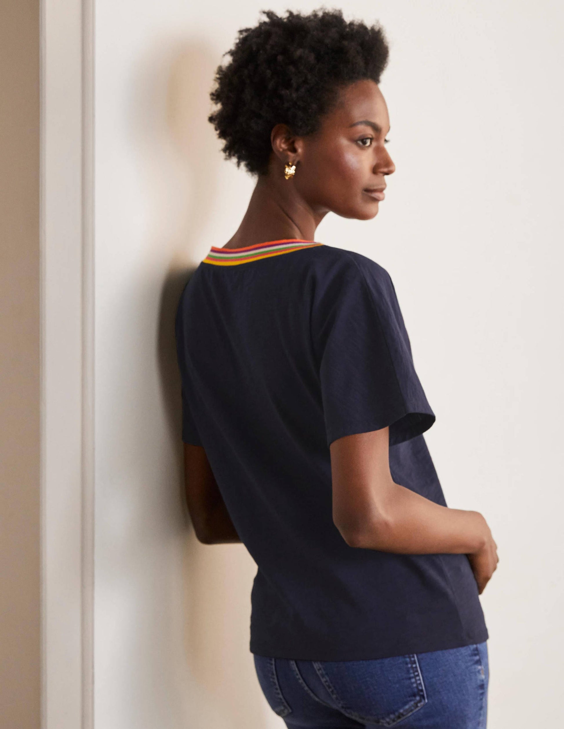 Beatrice Jersey Top-Navy-3