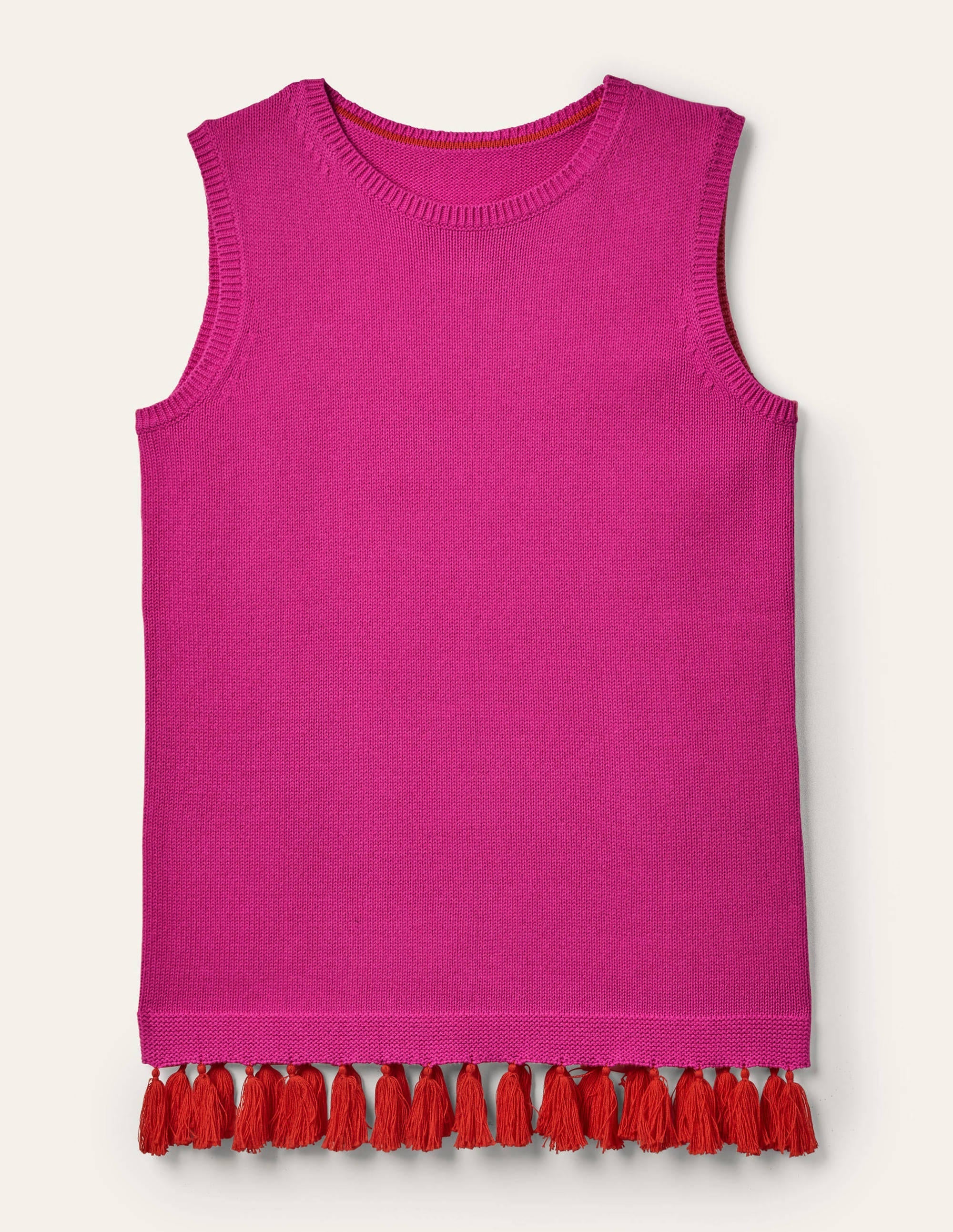 Avington Cotton Tassel Vest-Pop Pansy - Image 5