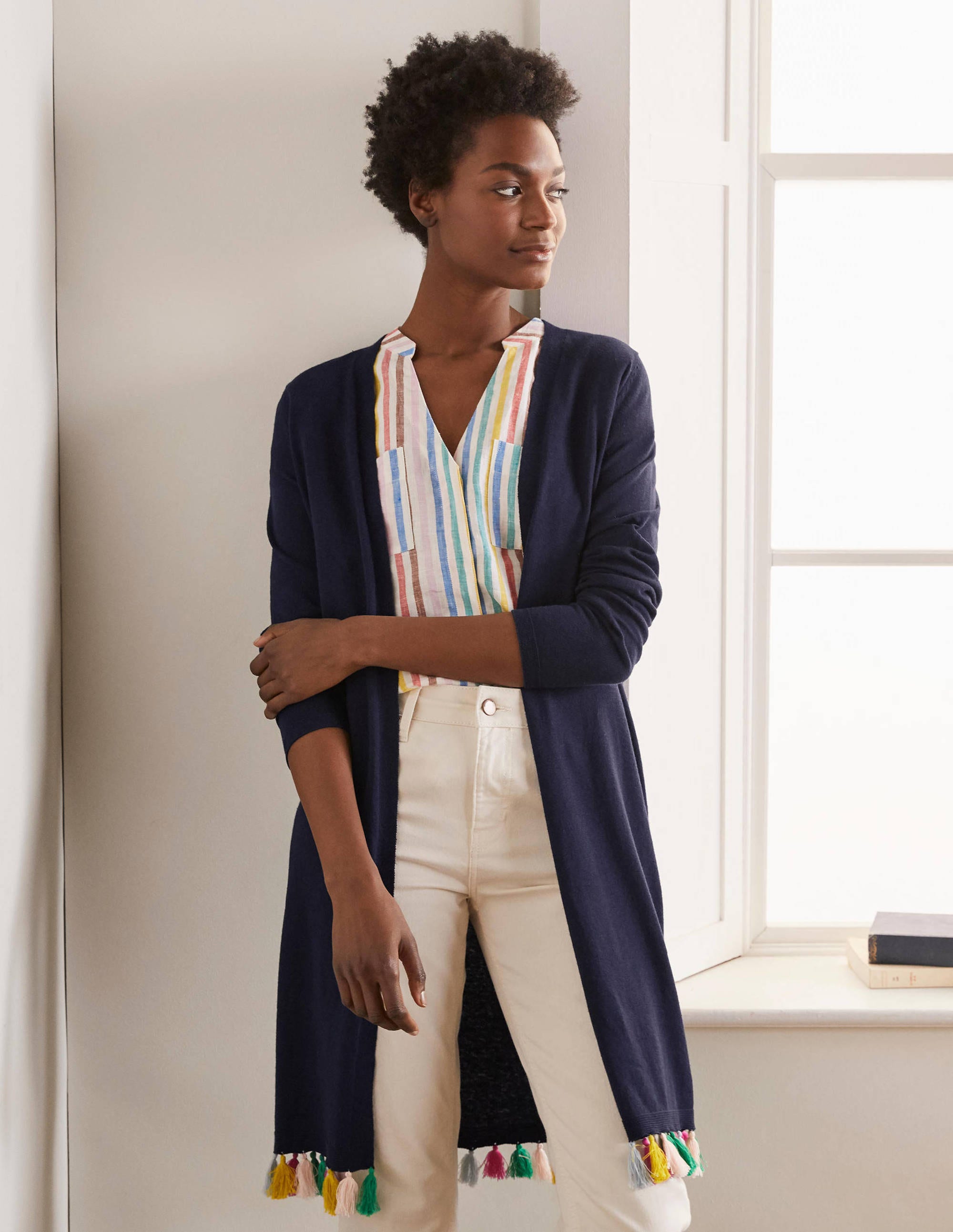 Elsdon Tassel Cardigan-Navy - Image 1