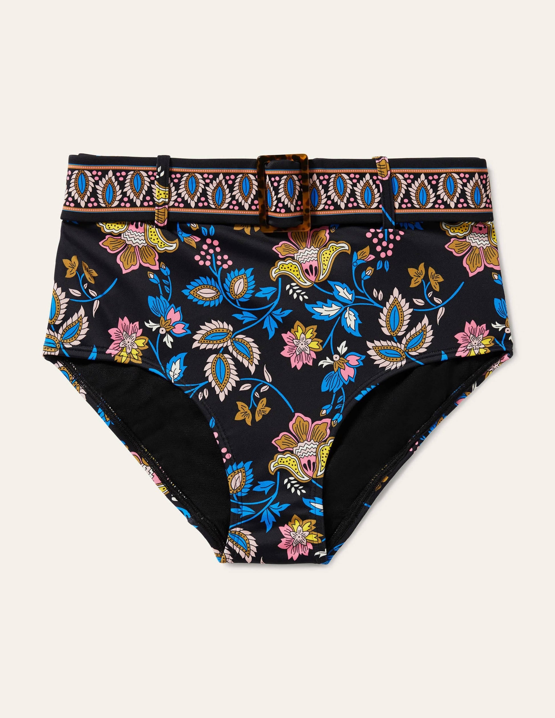 Kythira Belted Bikini Bottoms-Black, Summer Chintz-5