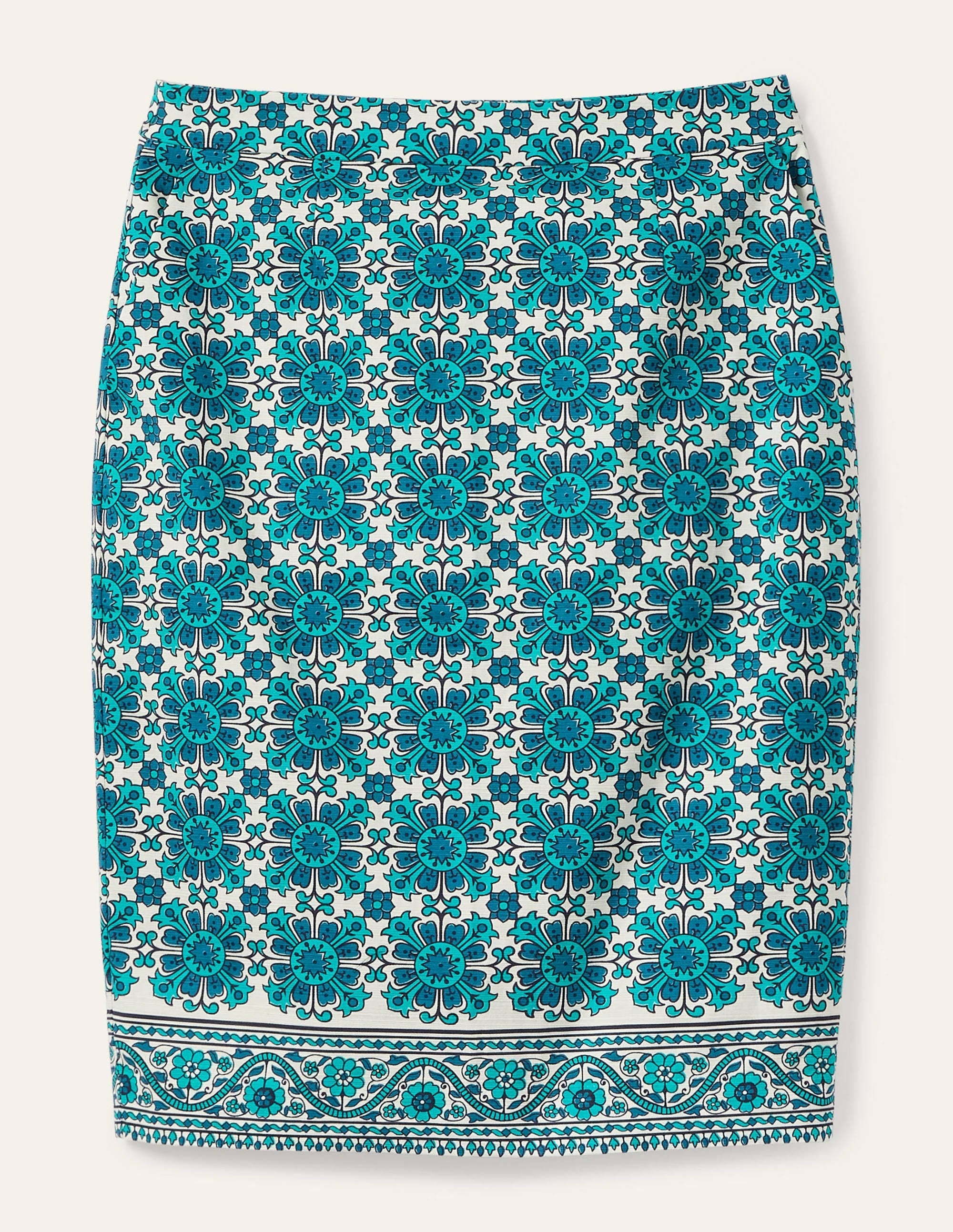 Gabriella Pencil Skirt-Ivory and Indian Ocean - Image 6