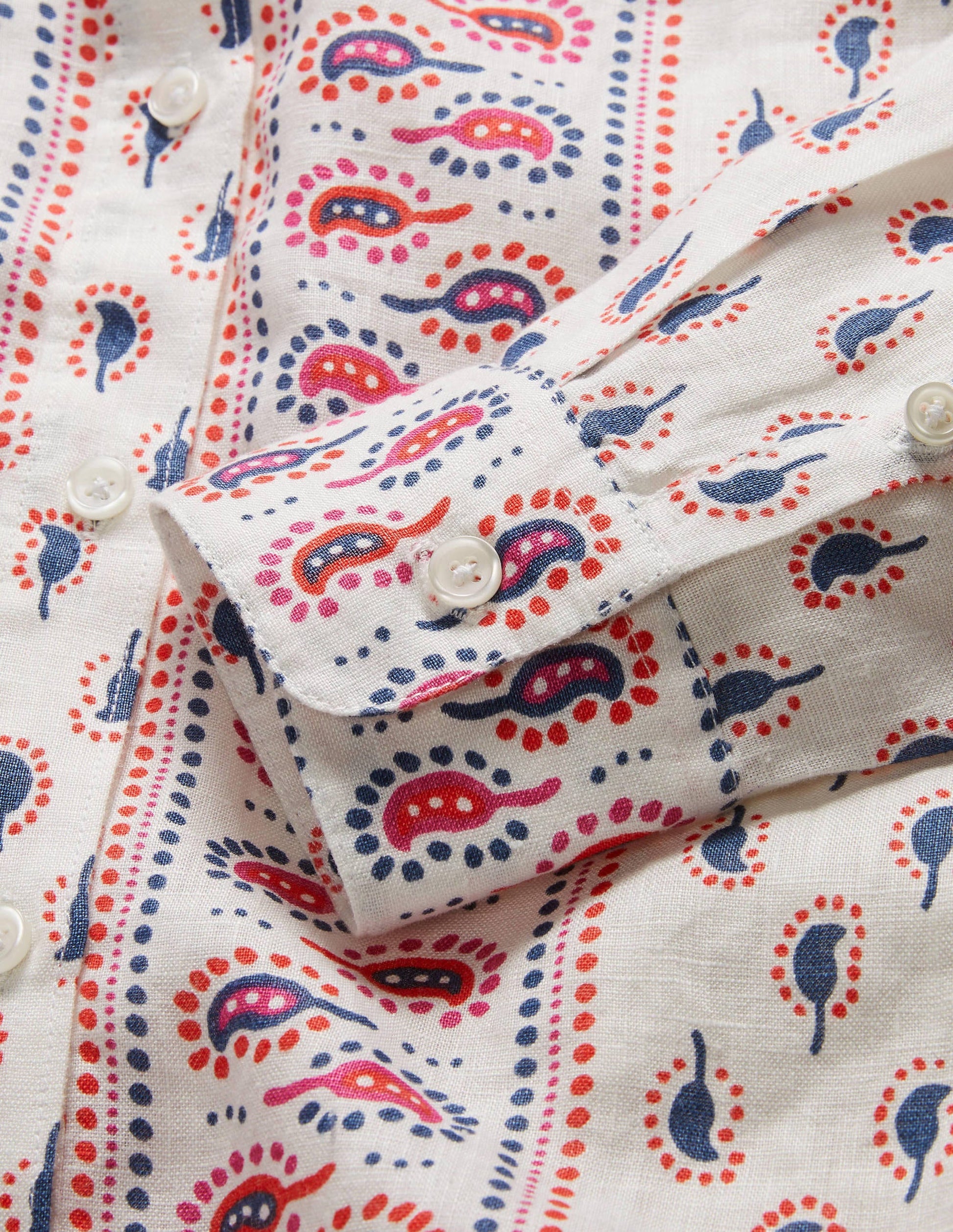 Linen Shirt-Ivory, Paisley Stamp-6