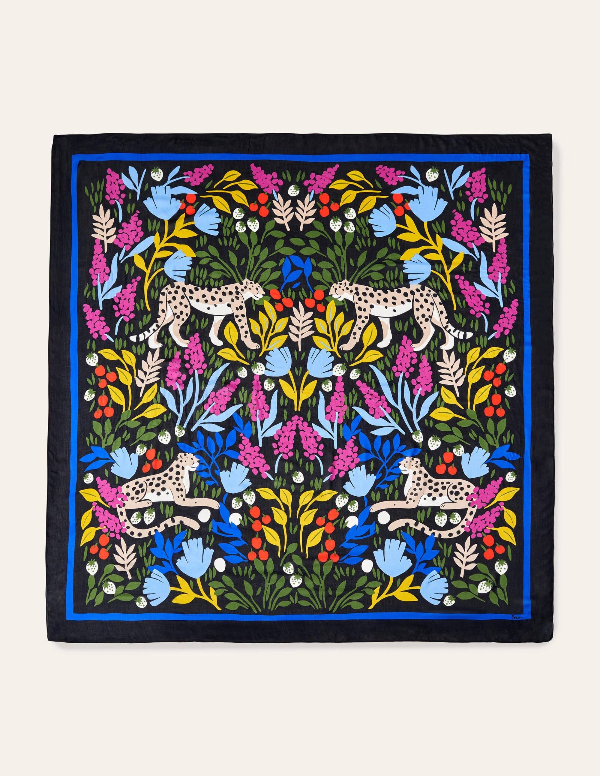 Print Scarf-Black, Cheetah Garden - Image 4