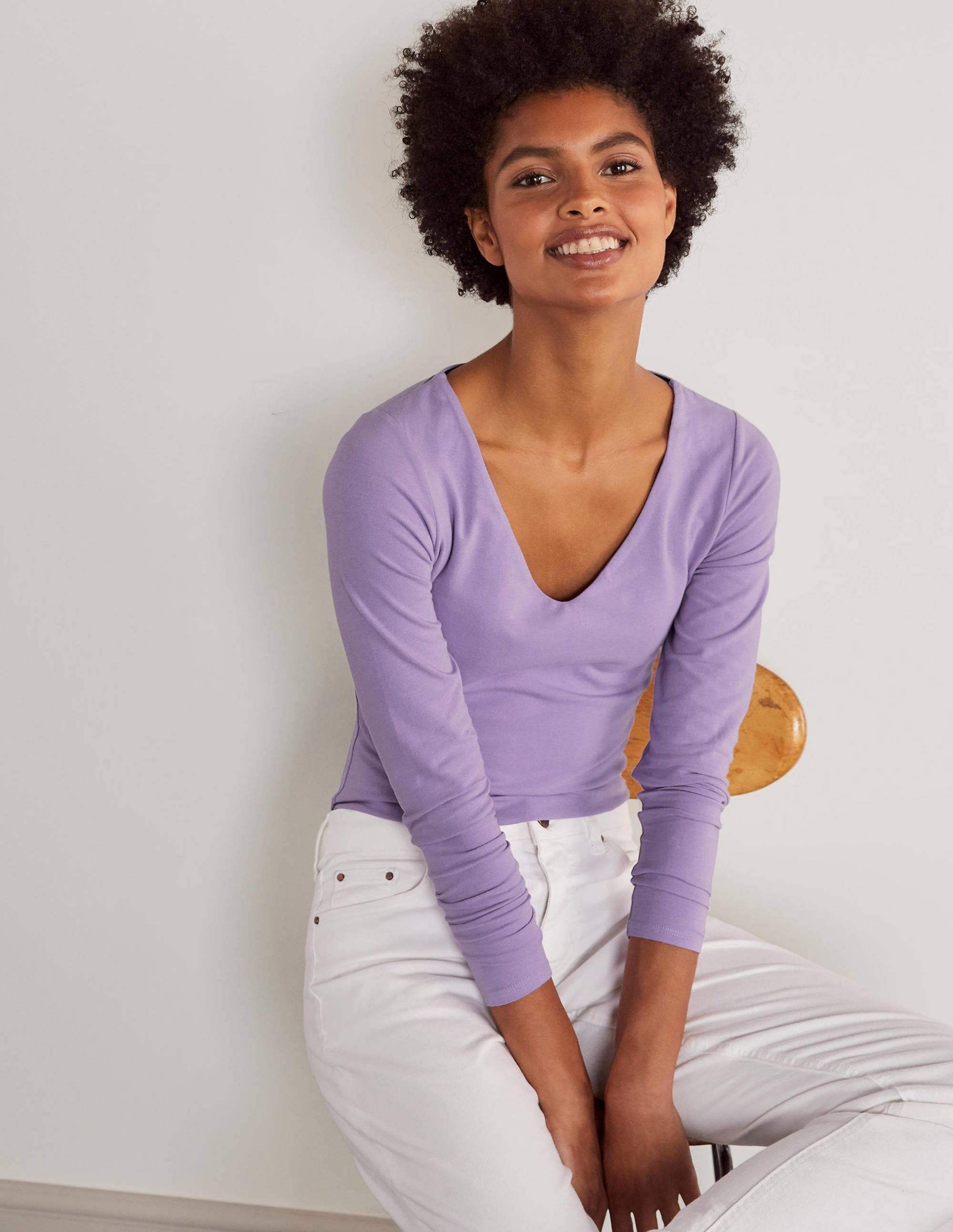 Double Layer V-neck Top-Cool Violet - Image 1