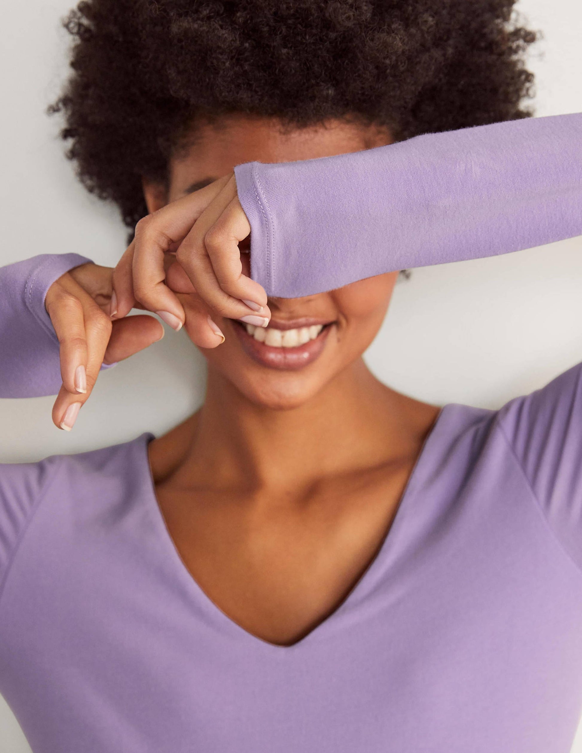 Double Layer V-neck Top-Cool Violet-4