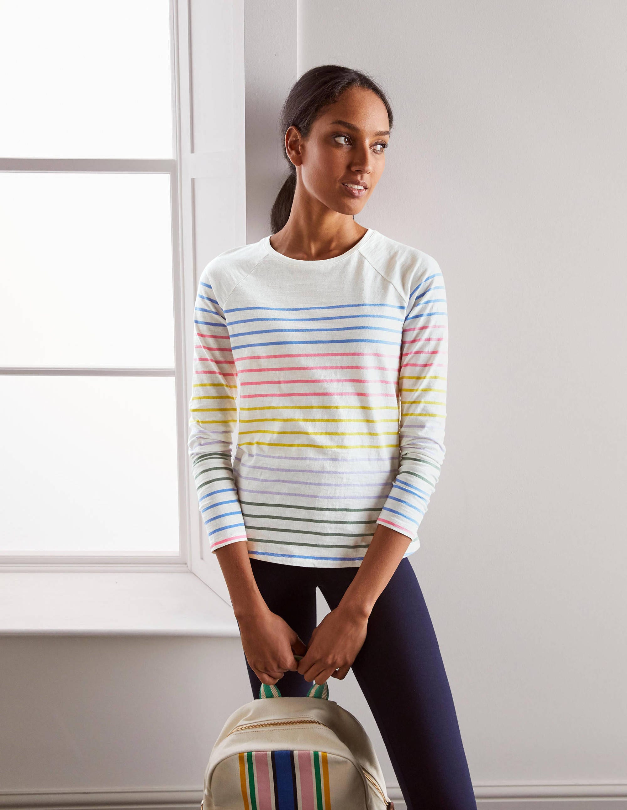 Lorna Baseball Jersey Top-Rainbow Multi Stripe - Image 1