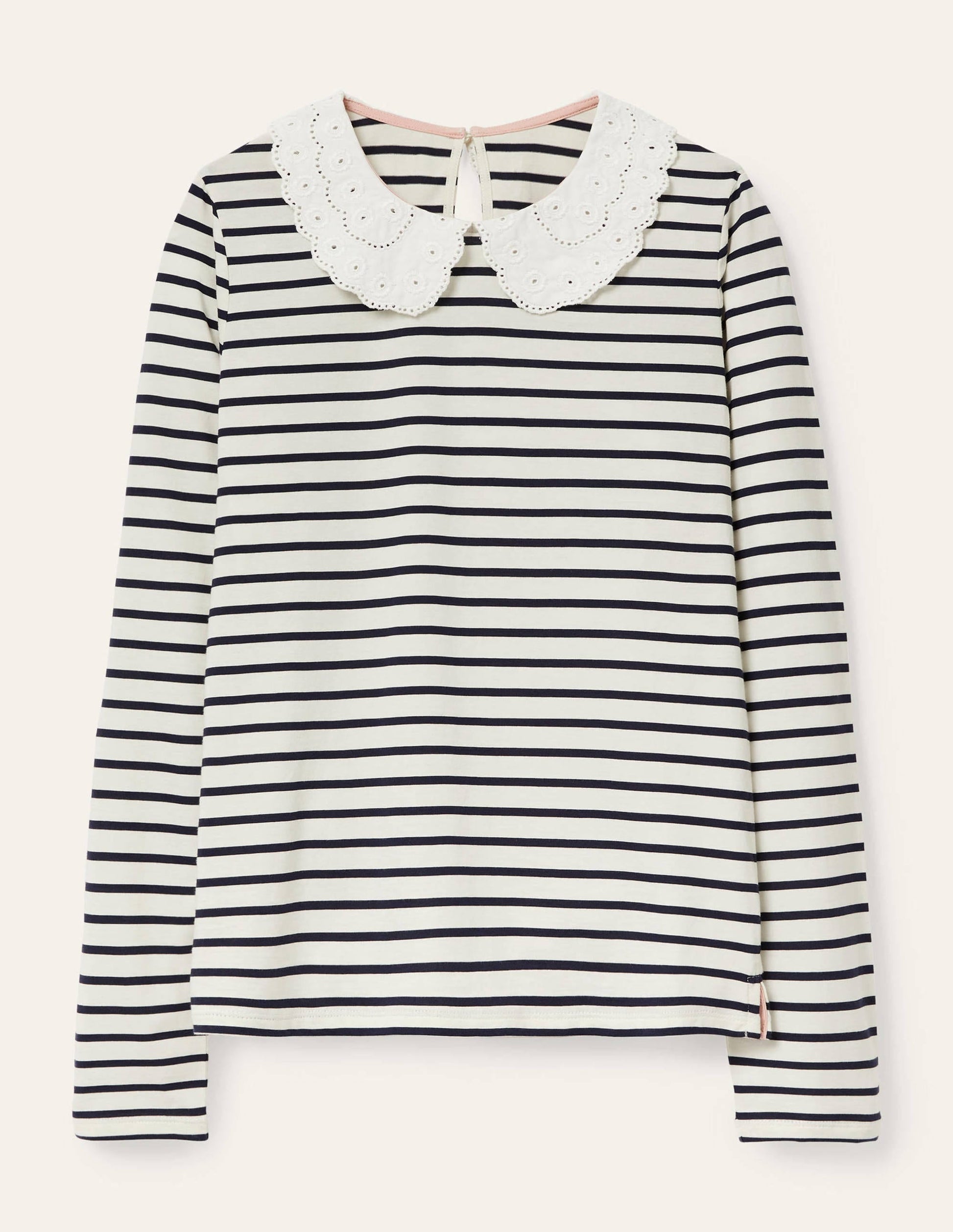 Kathleen Jersey Top-Ivory/ Navy-5