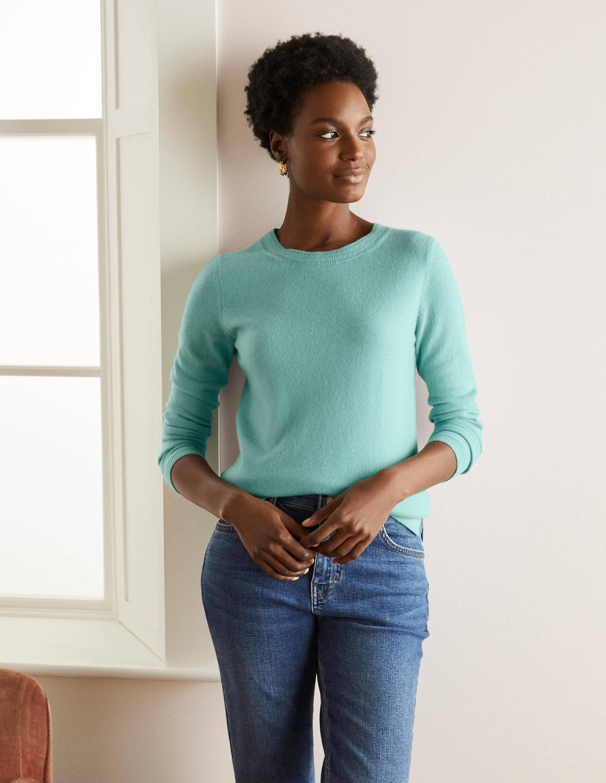 Cashmere Crew Neck Jumper-Apple Mint - Image 1