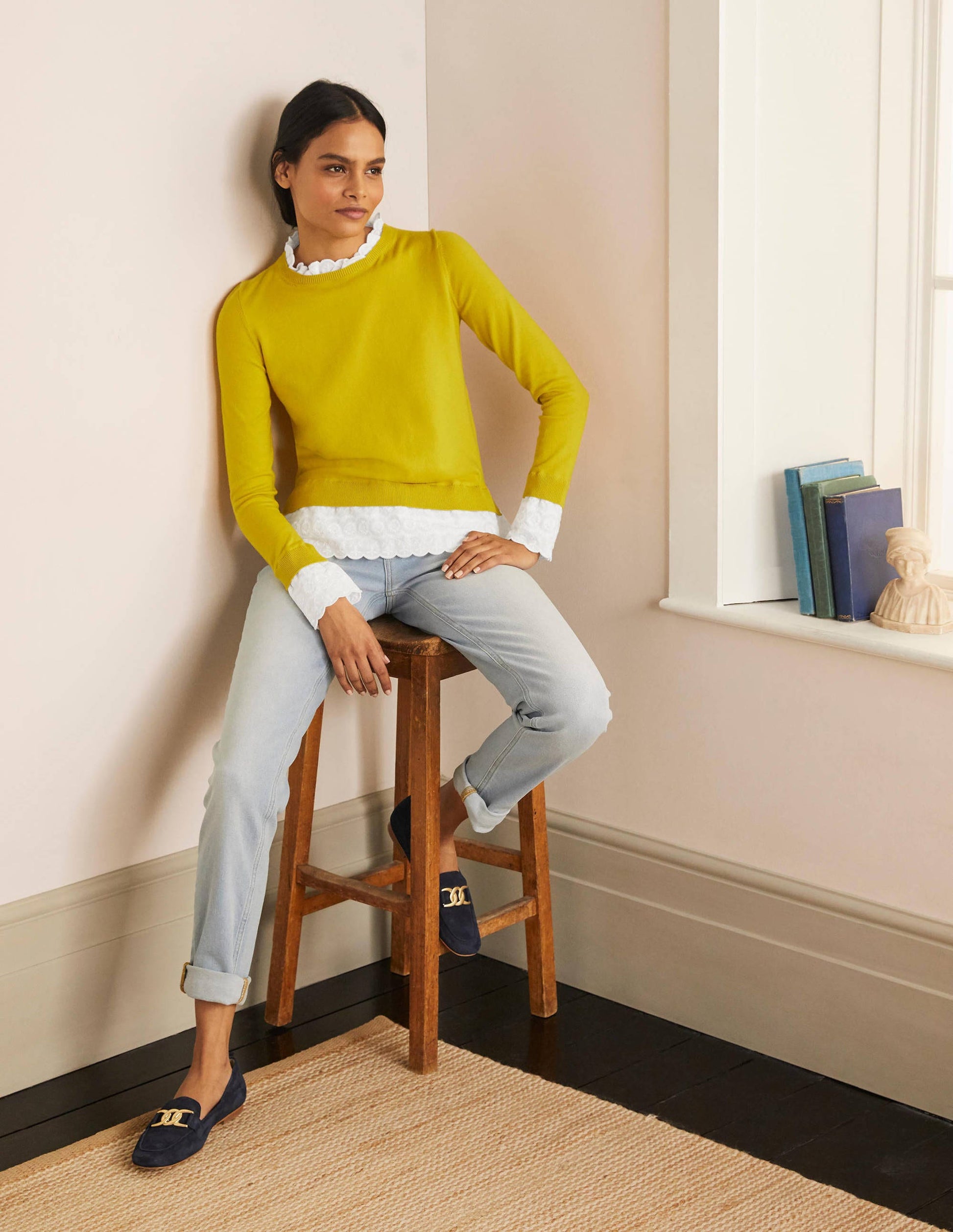 Lauderdale Cotton Frill Jumper-Chartreuse-2