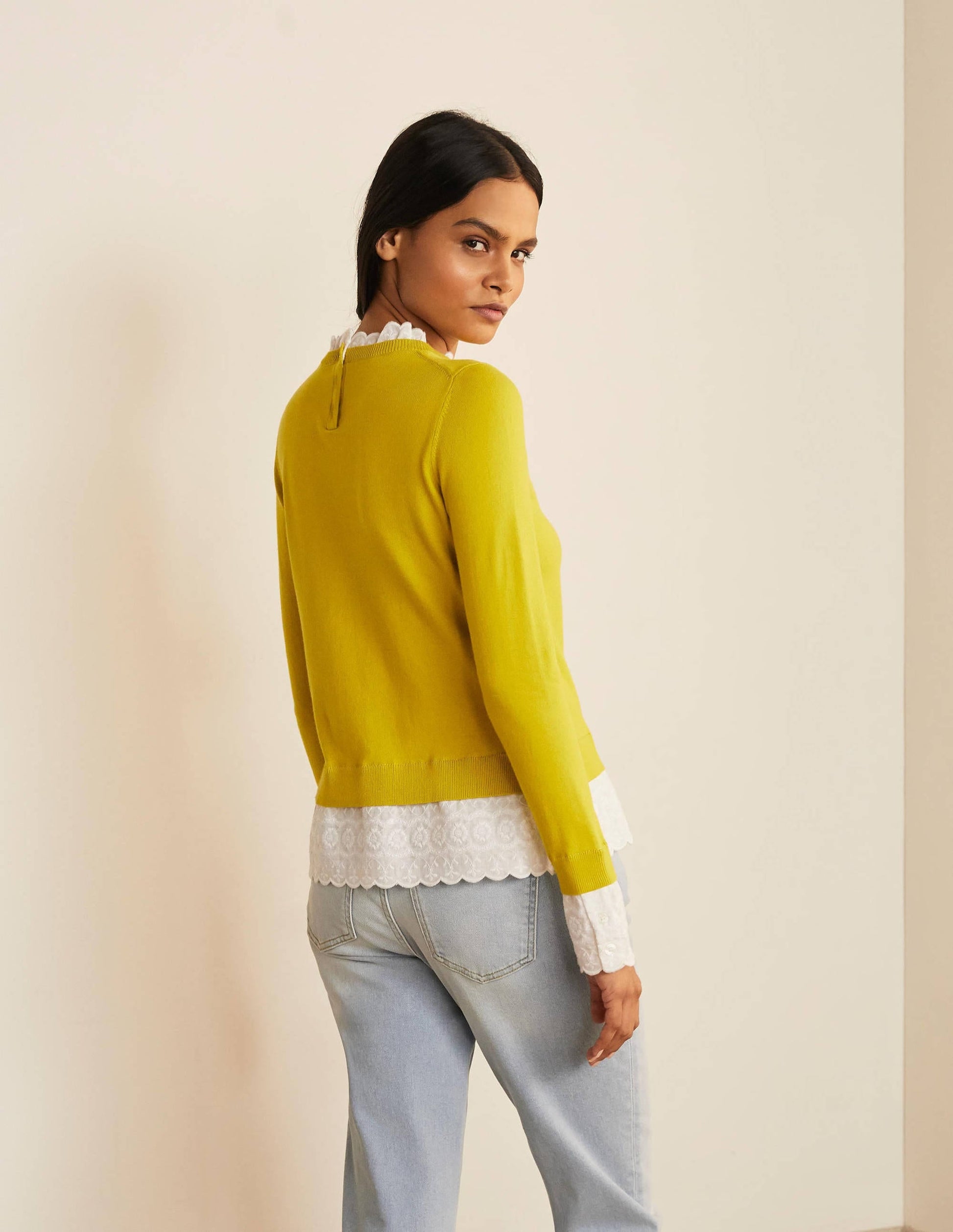 Lauderdale Cotton Frill Jumper-Chartreuse-3