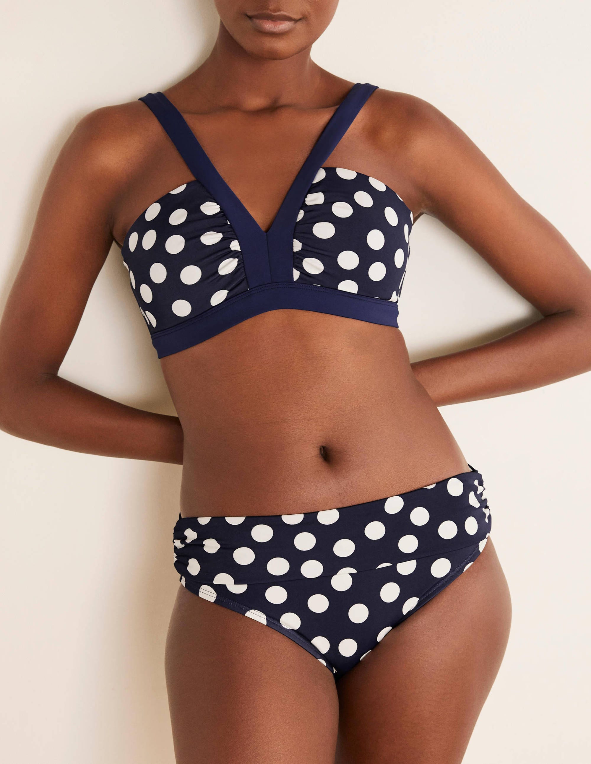 Levanzo Fold Bikini Bottoms-French Navy, Scattered Dot - Image 2