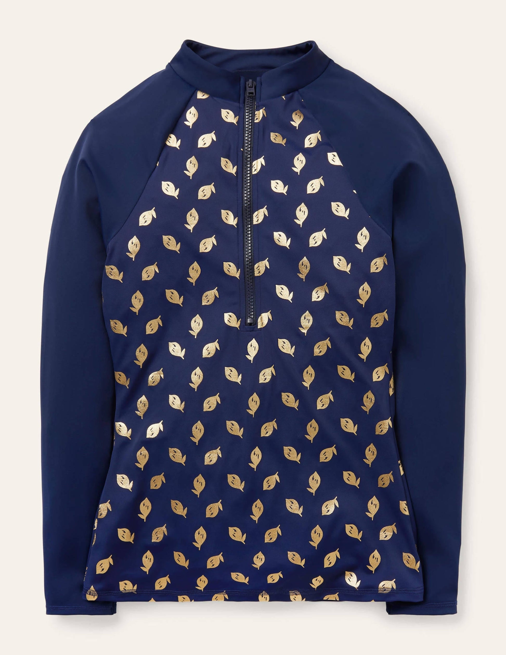 Zip Up Rash Vest-French Navy, Citrus Fruit-5