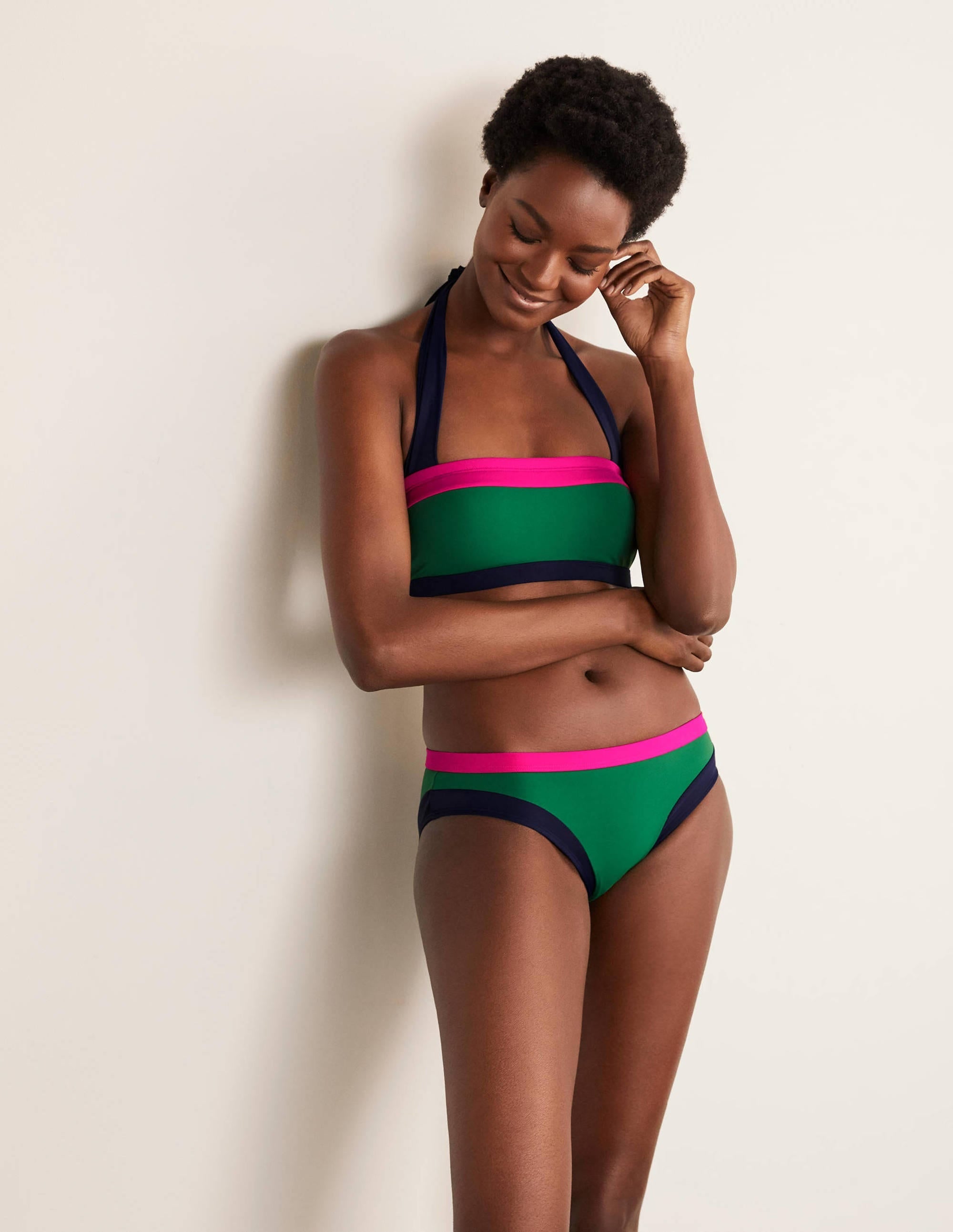 Santorini Bikini Bottoms-Verde Colourblock - Image 1