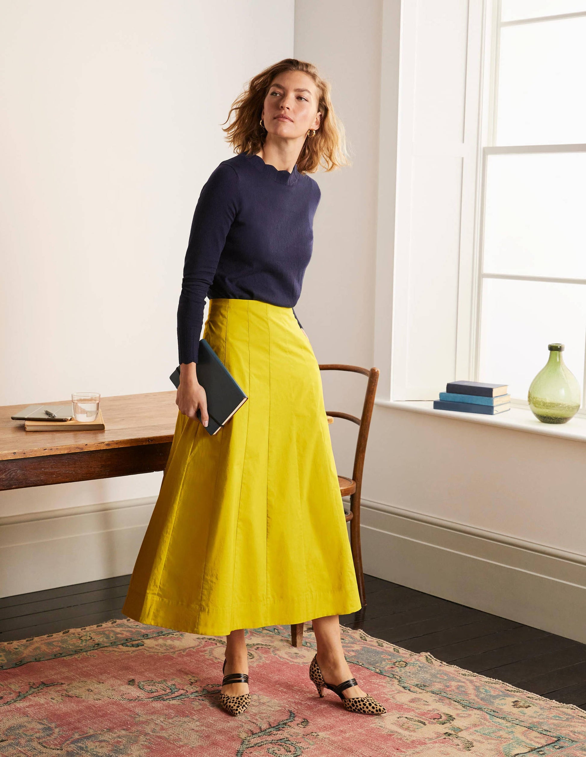 Marcia Midi Skirt-Chartreuse-4