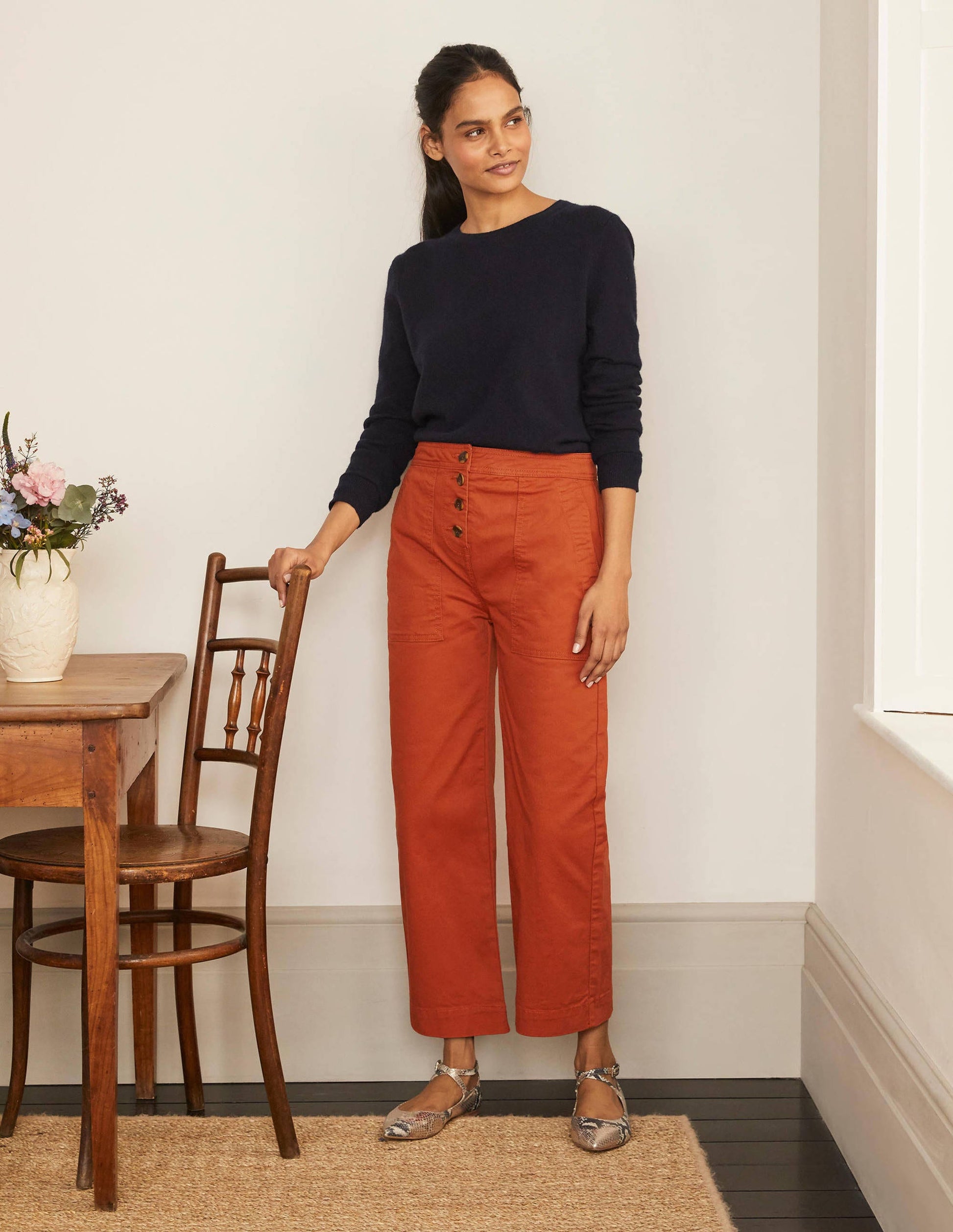Beaufort Button Fly Trousers-Copper Red-5