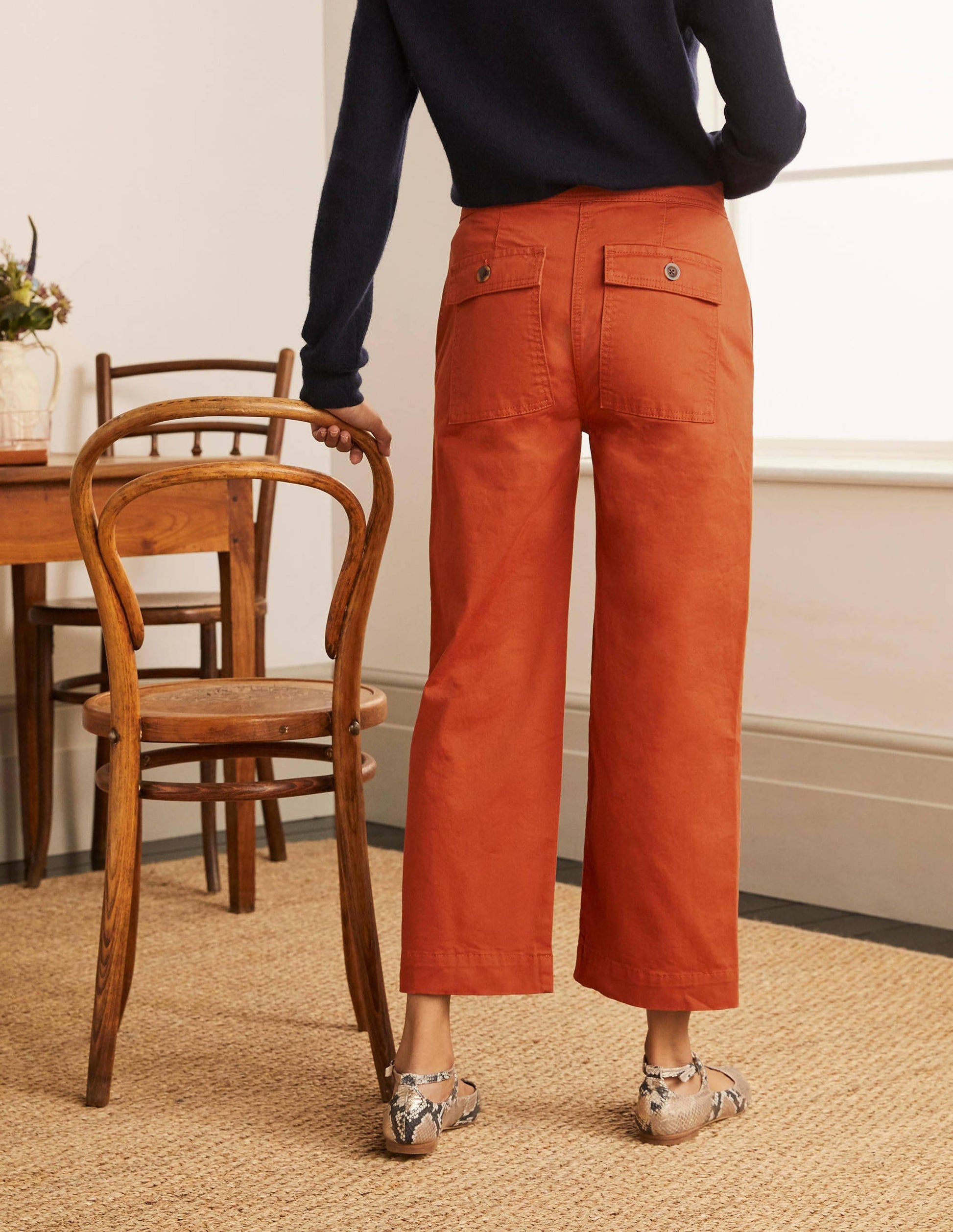 Beaufort Button Fly Trousers-Copper Red-2
