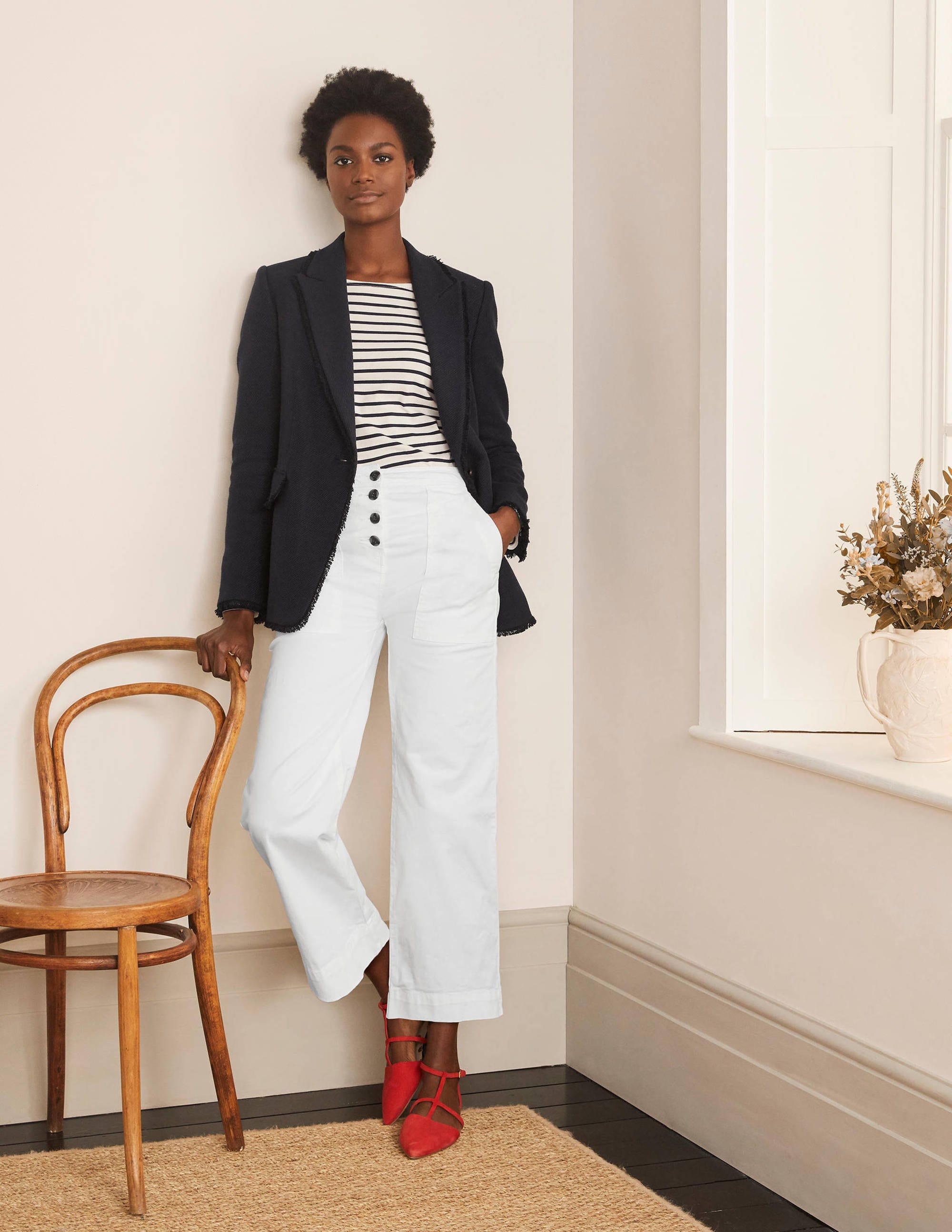 Beaufort Button Fly Trousers-White - Image 5