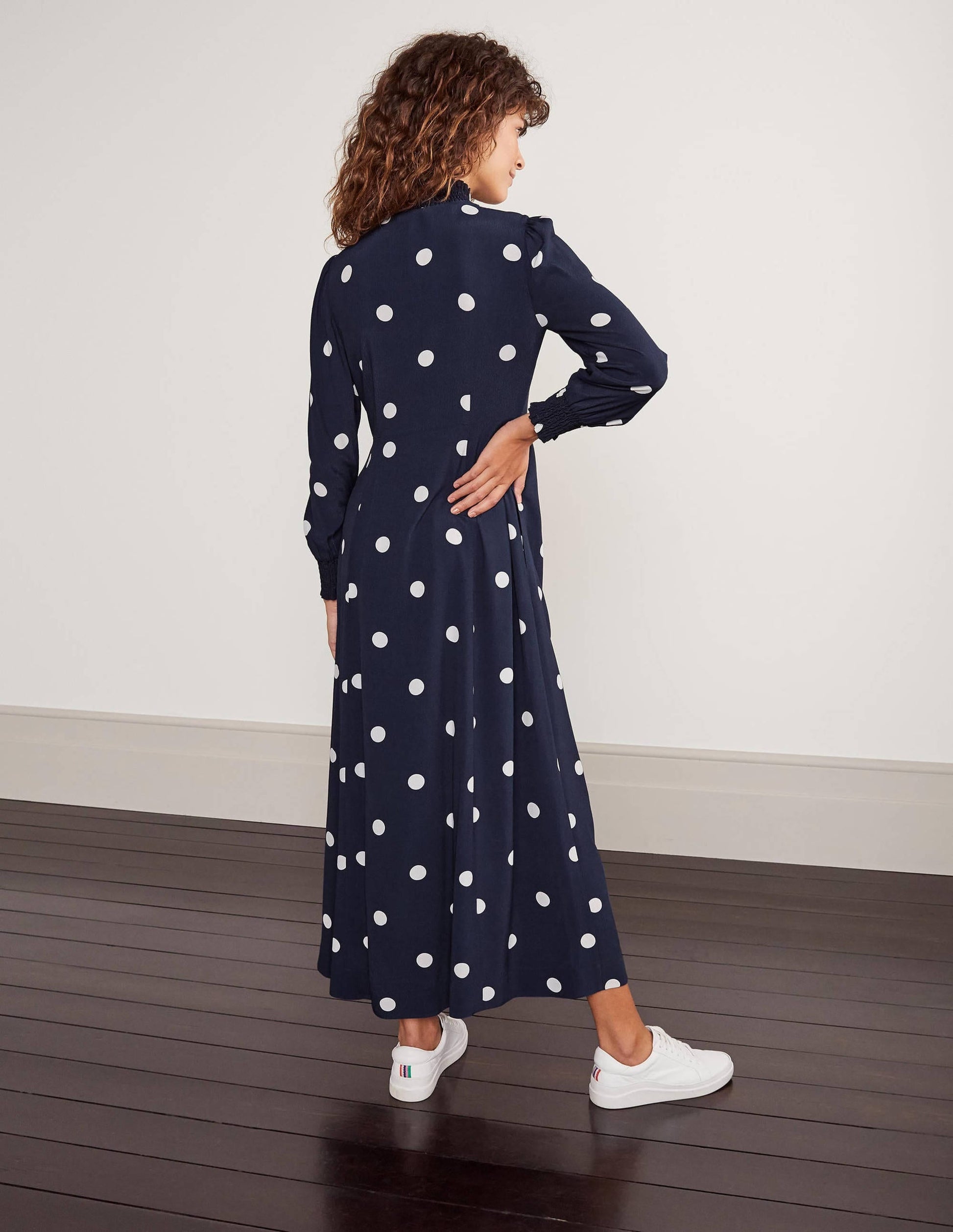 Rowan Midi Shirt Dress-French Navy, Regular Dot Large-2