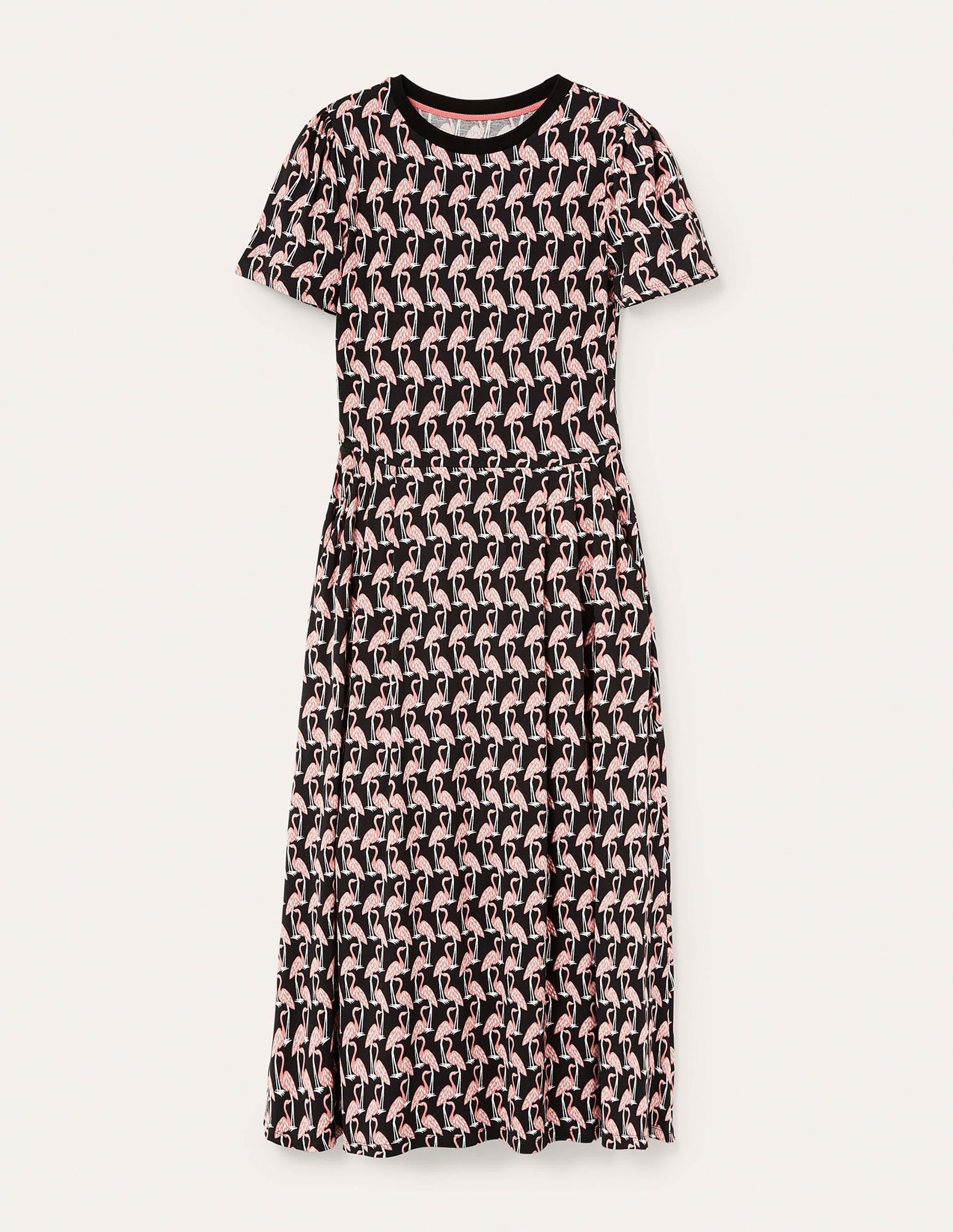 Lucinda Jersey Midi Dress-Black, Tropical Flamingo-5