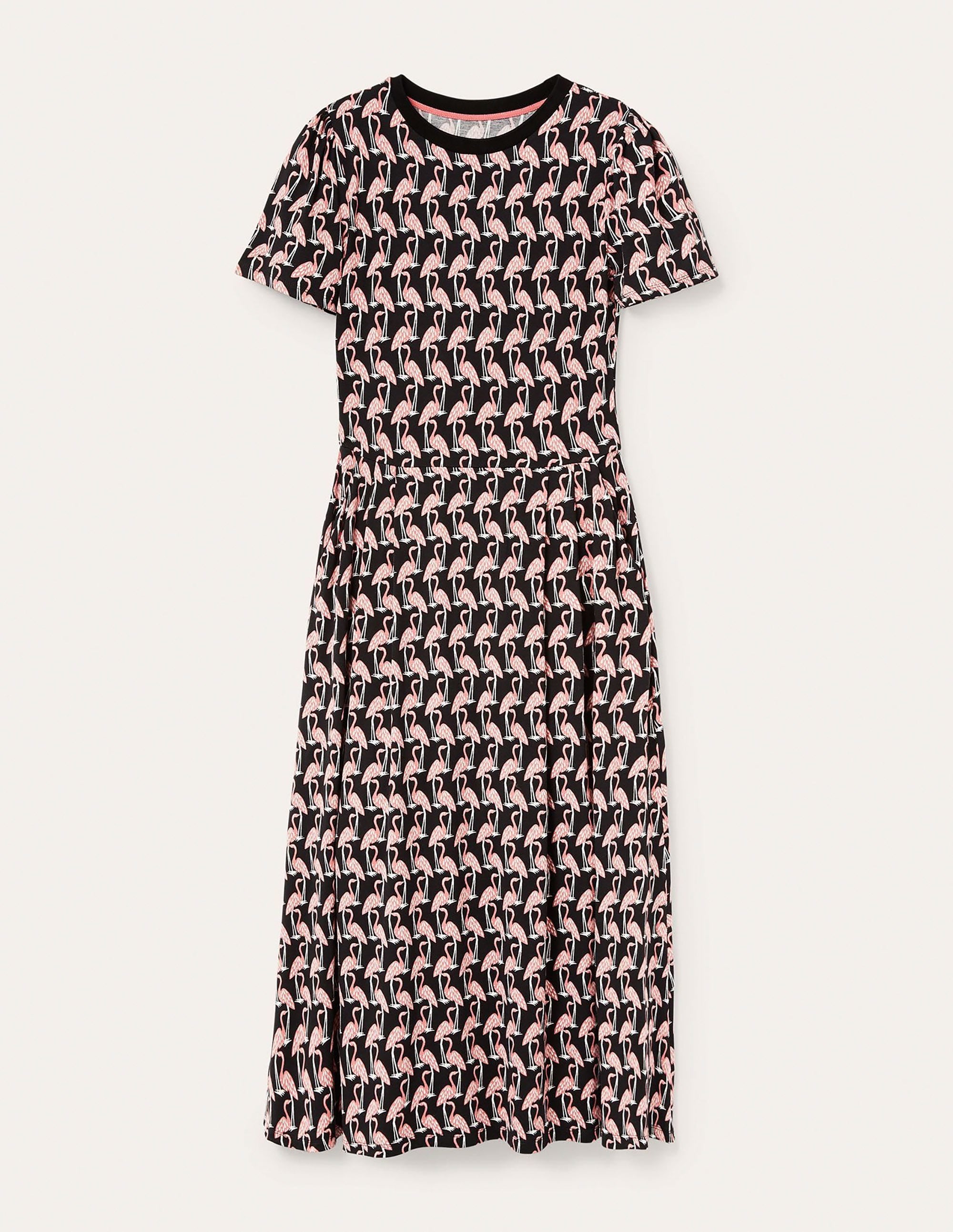 Lucinda Jersey Midi Dress-Black, Tropical Flamingo - Image 5