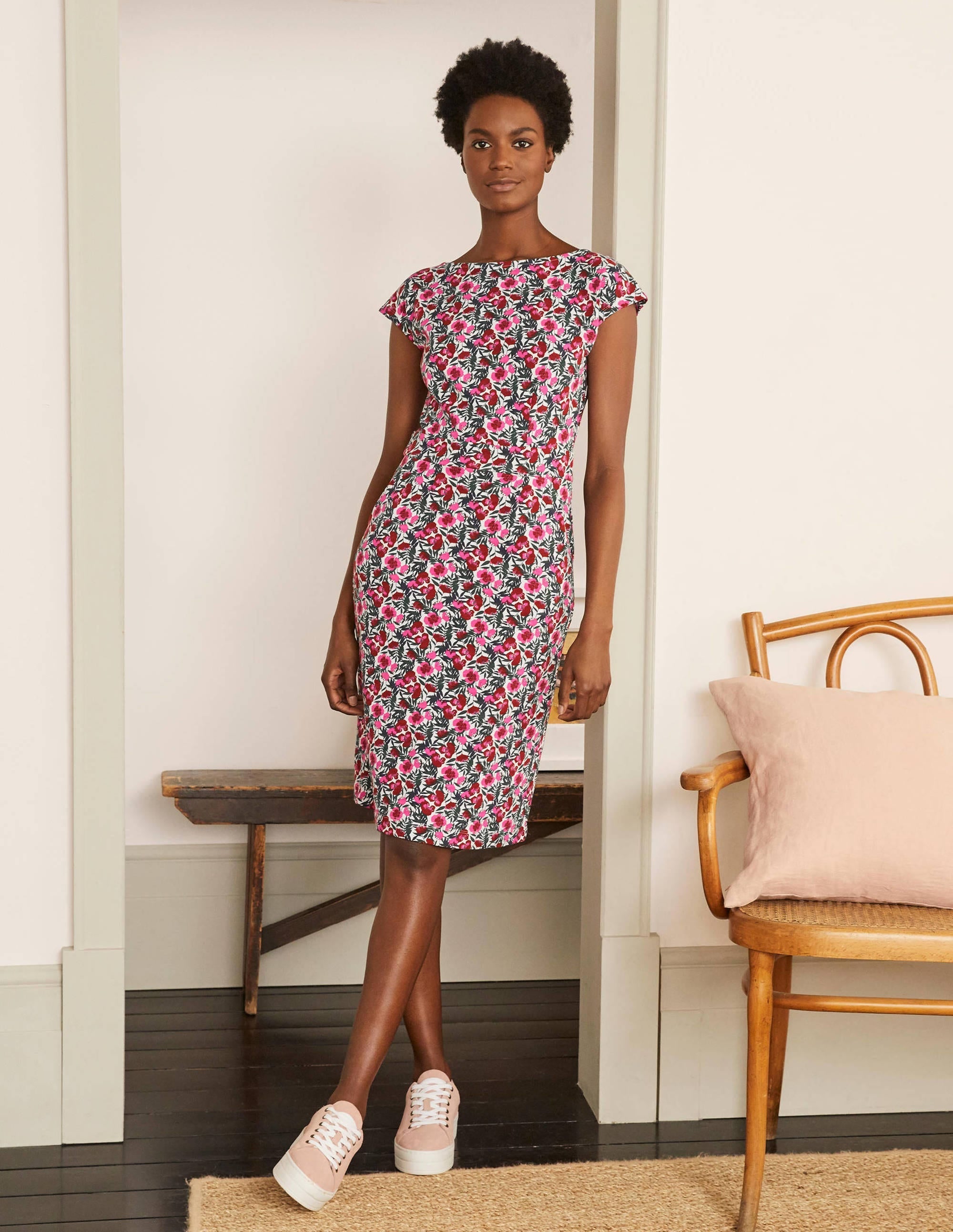 Florrie Jersey Dress-Ivory, Safari Floral - Image 2