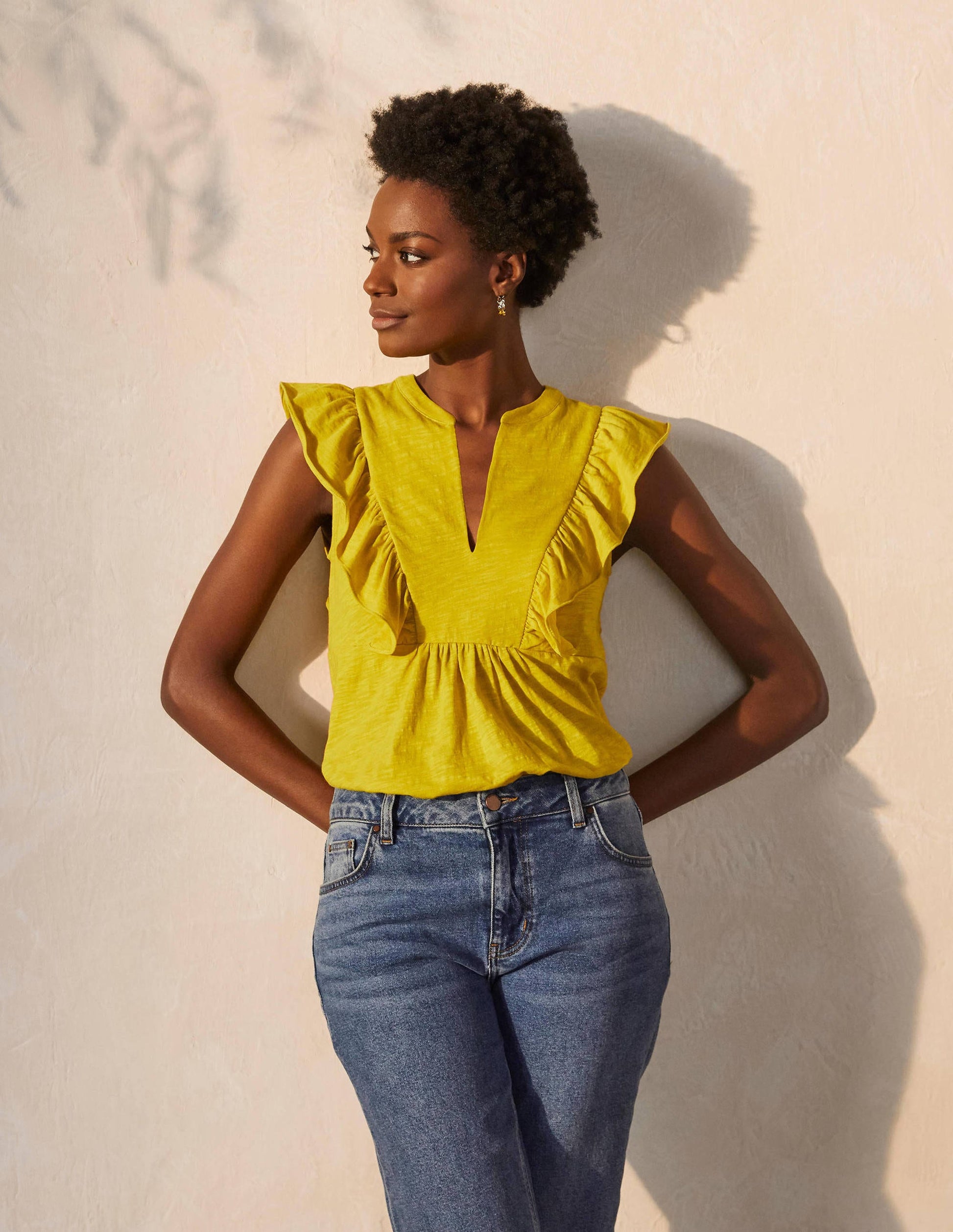 Judith Jersey Top-Chartreuse-1