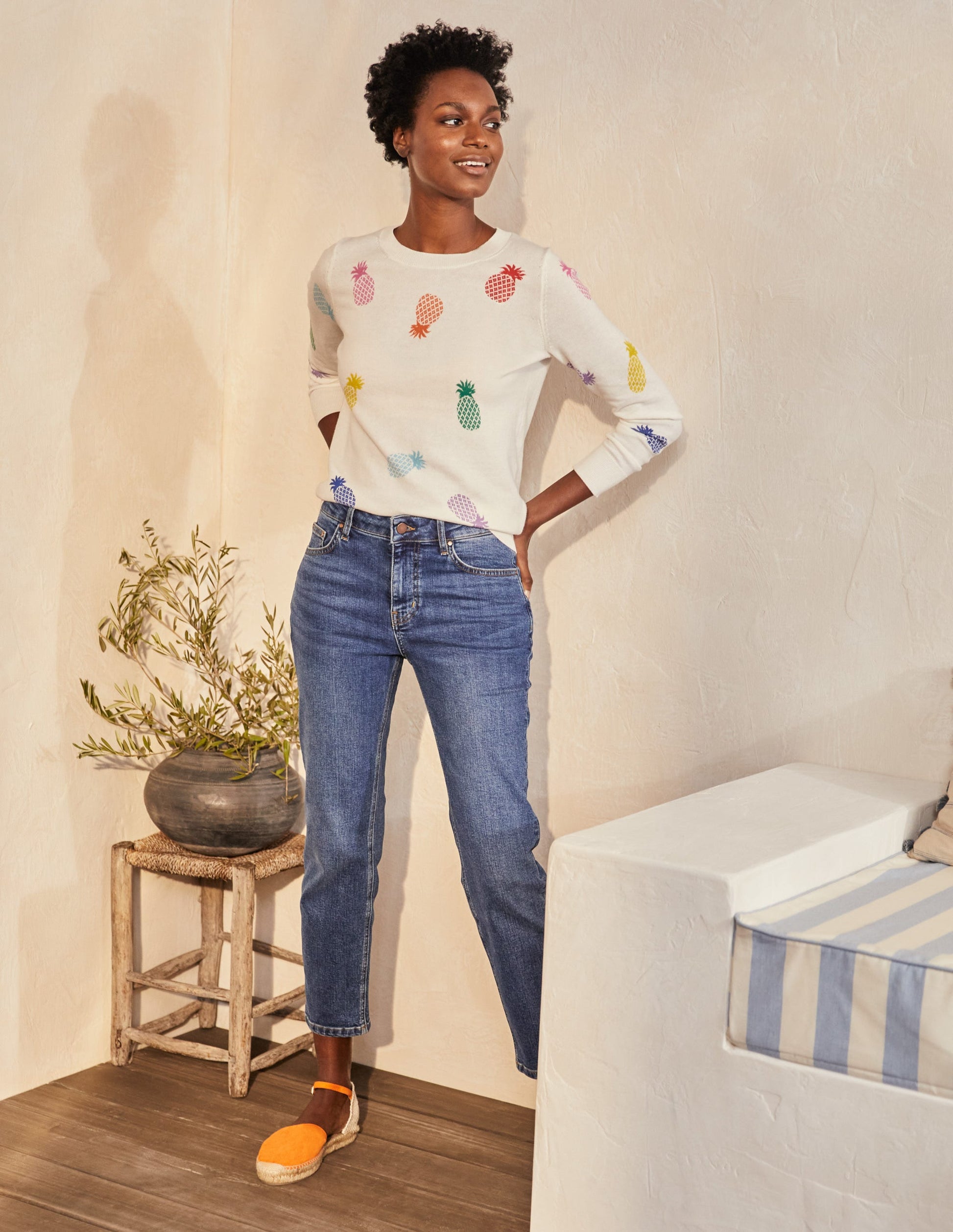 Banbury Cotton Jumper-Ivory Pineapples-1