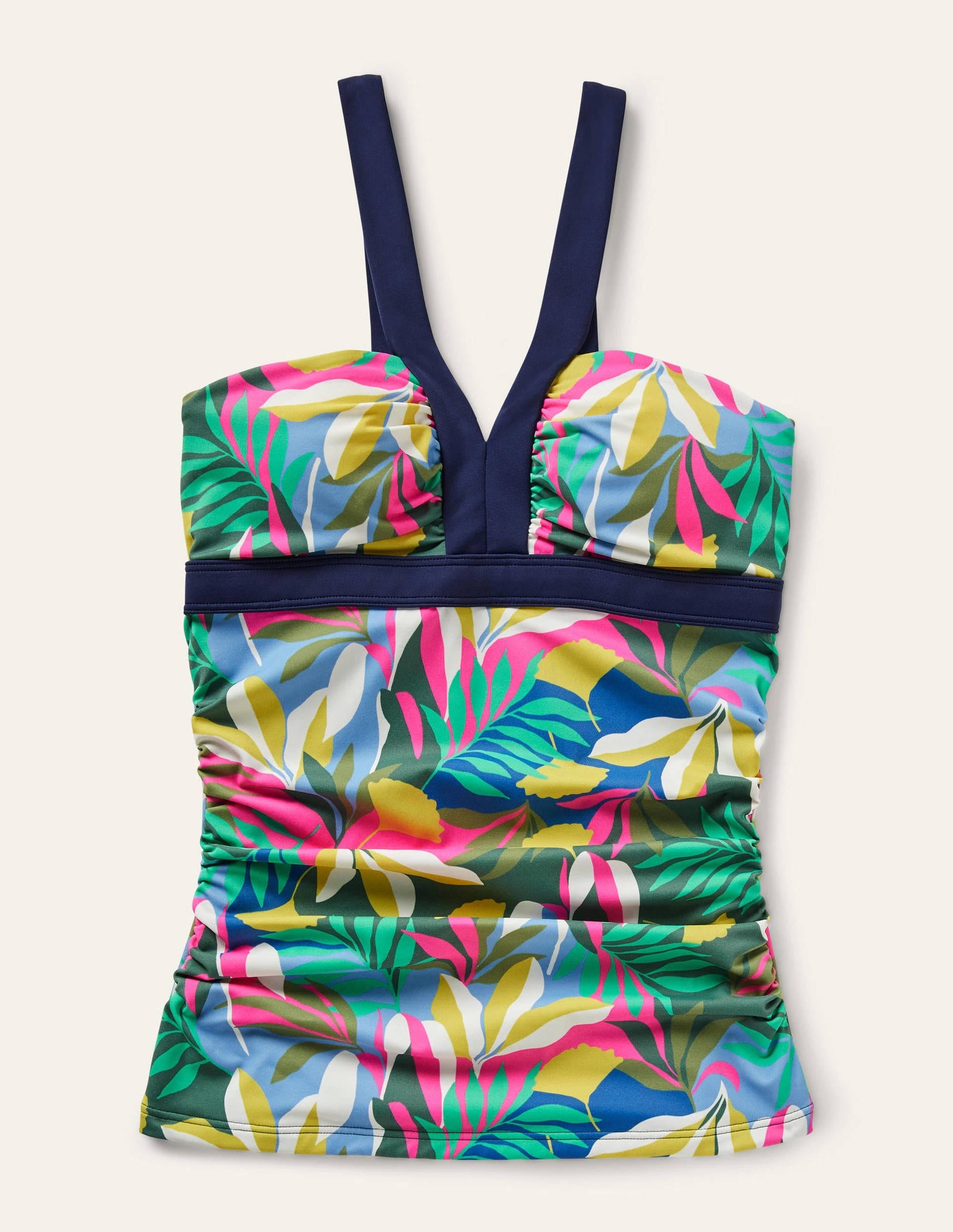 Corsica V-neck Tankini Top-Palm Leaf, Tropical Flora-6