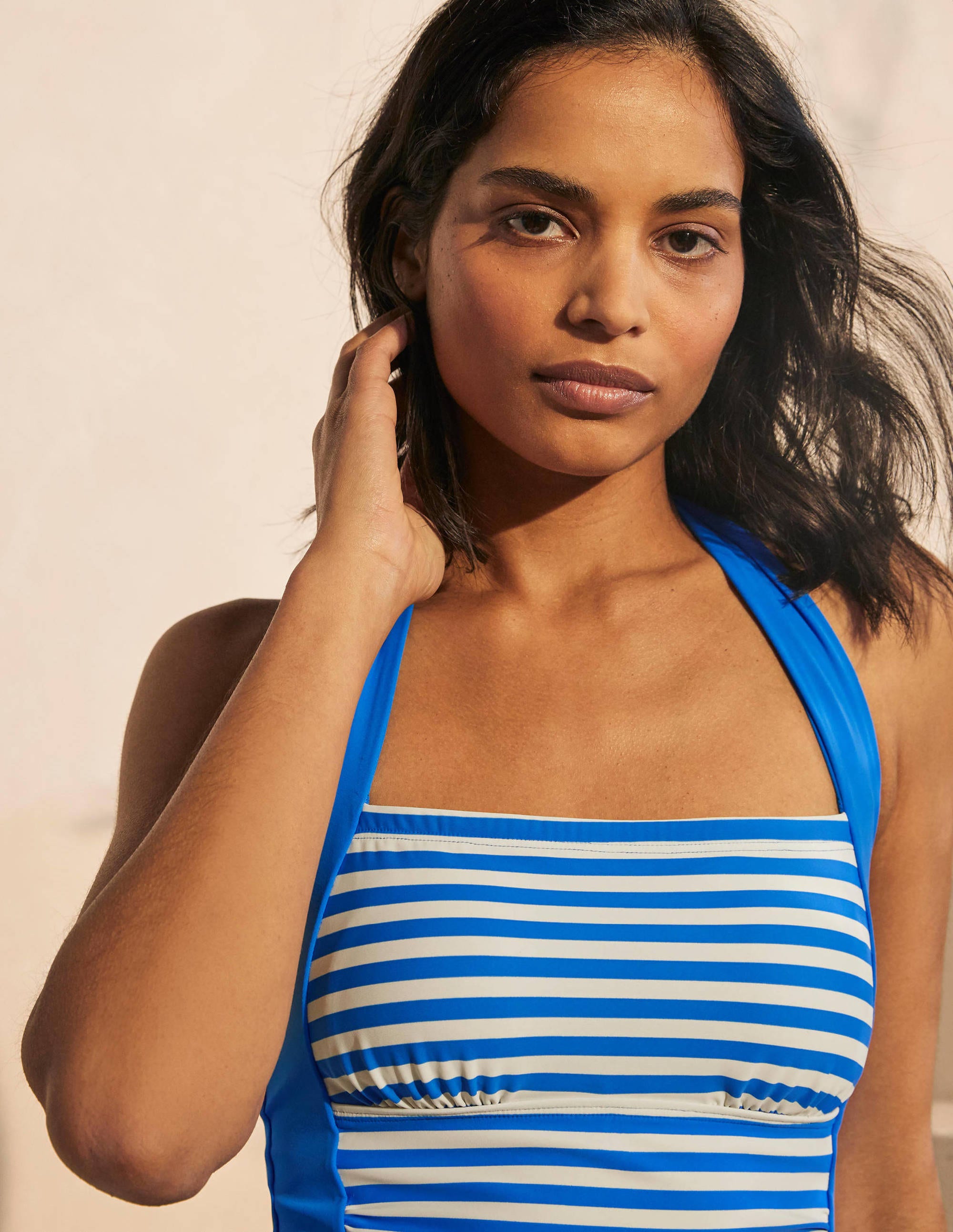 Minori Swimsuit-New Blue China, Ivory Stripe - Image 3
