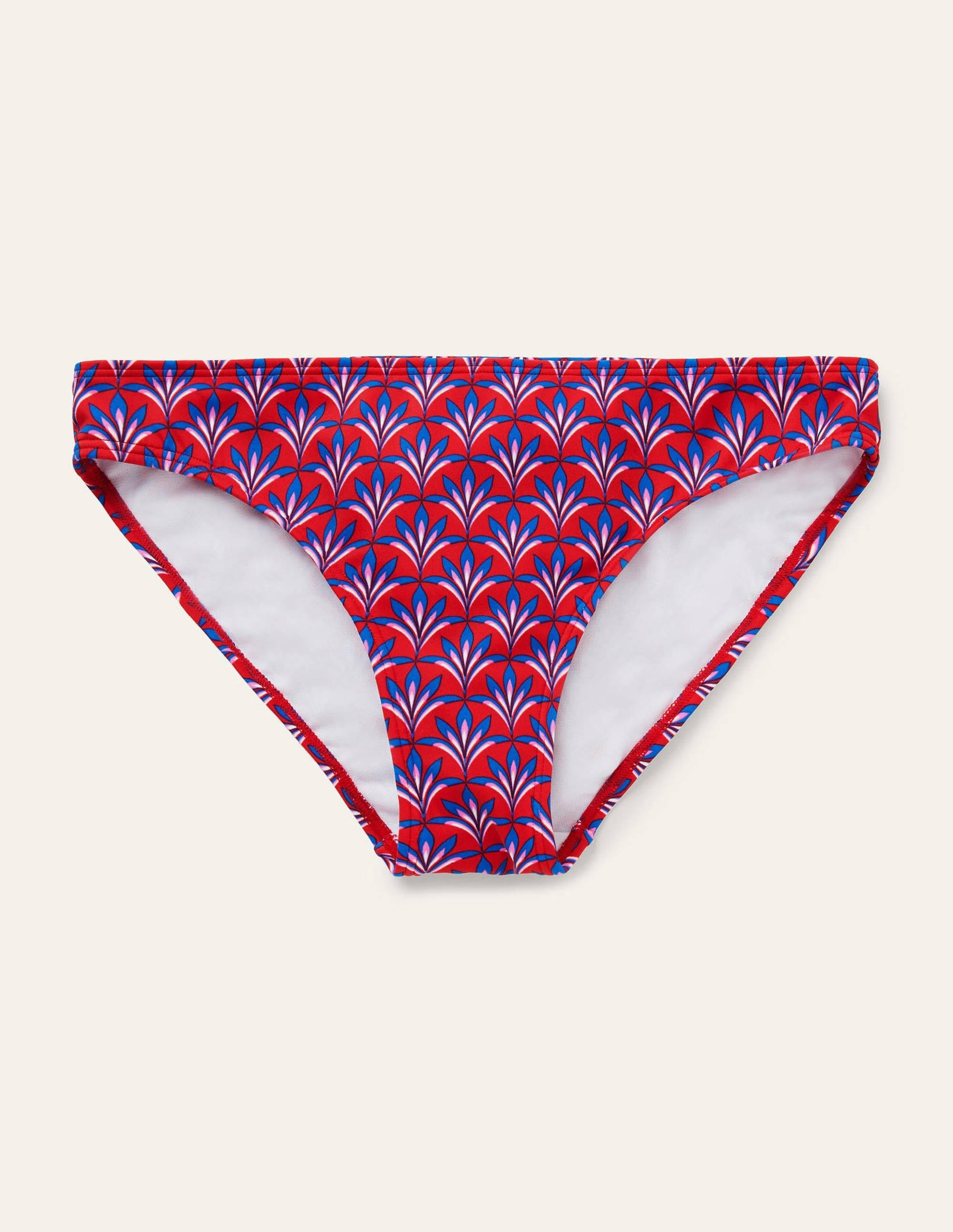 Amalfi Bikini Bottoms-Cherry Red, Palm Petal-5