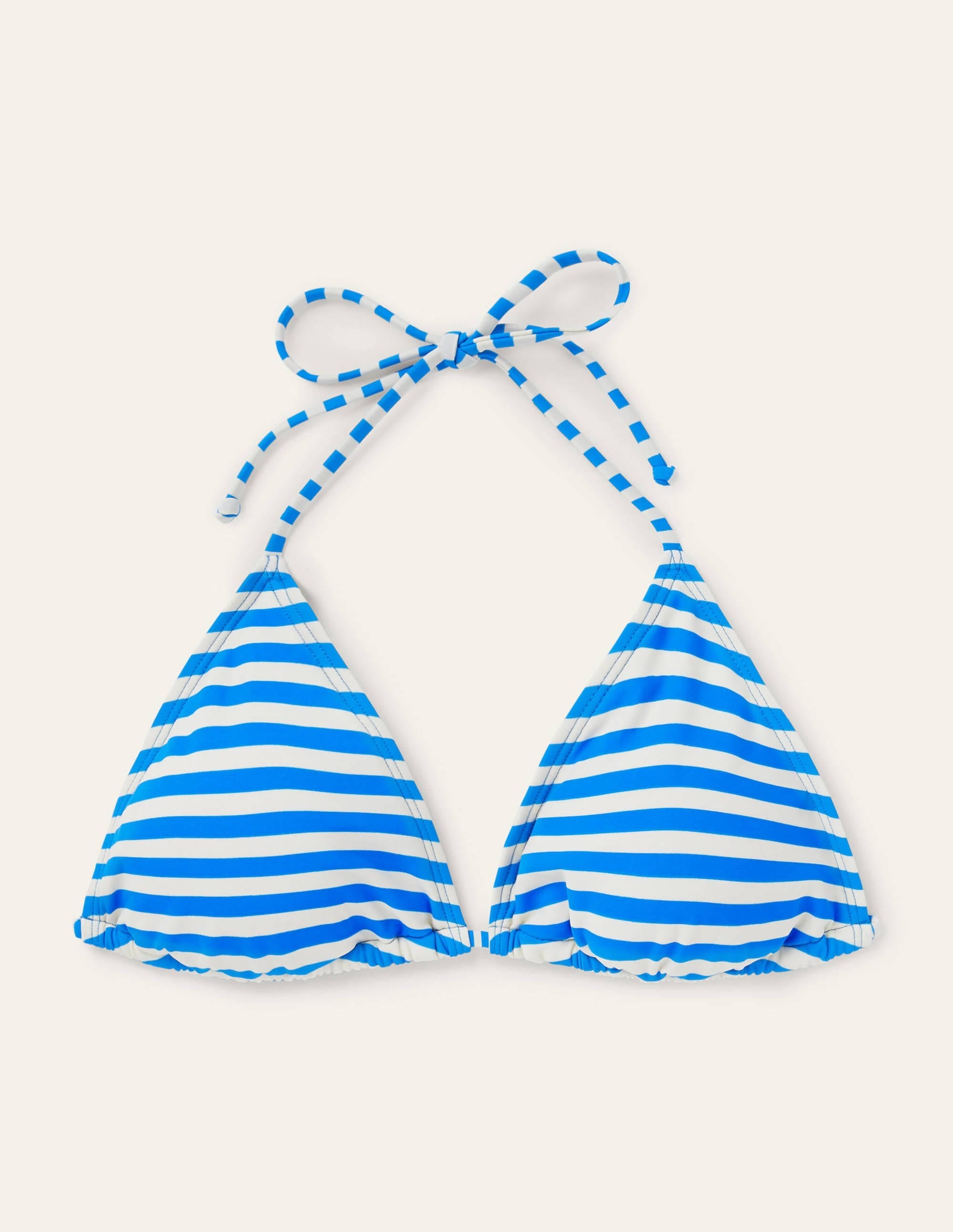 Symi String Bikini Top-New Blue China, Ivory Stripe - Image 5