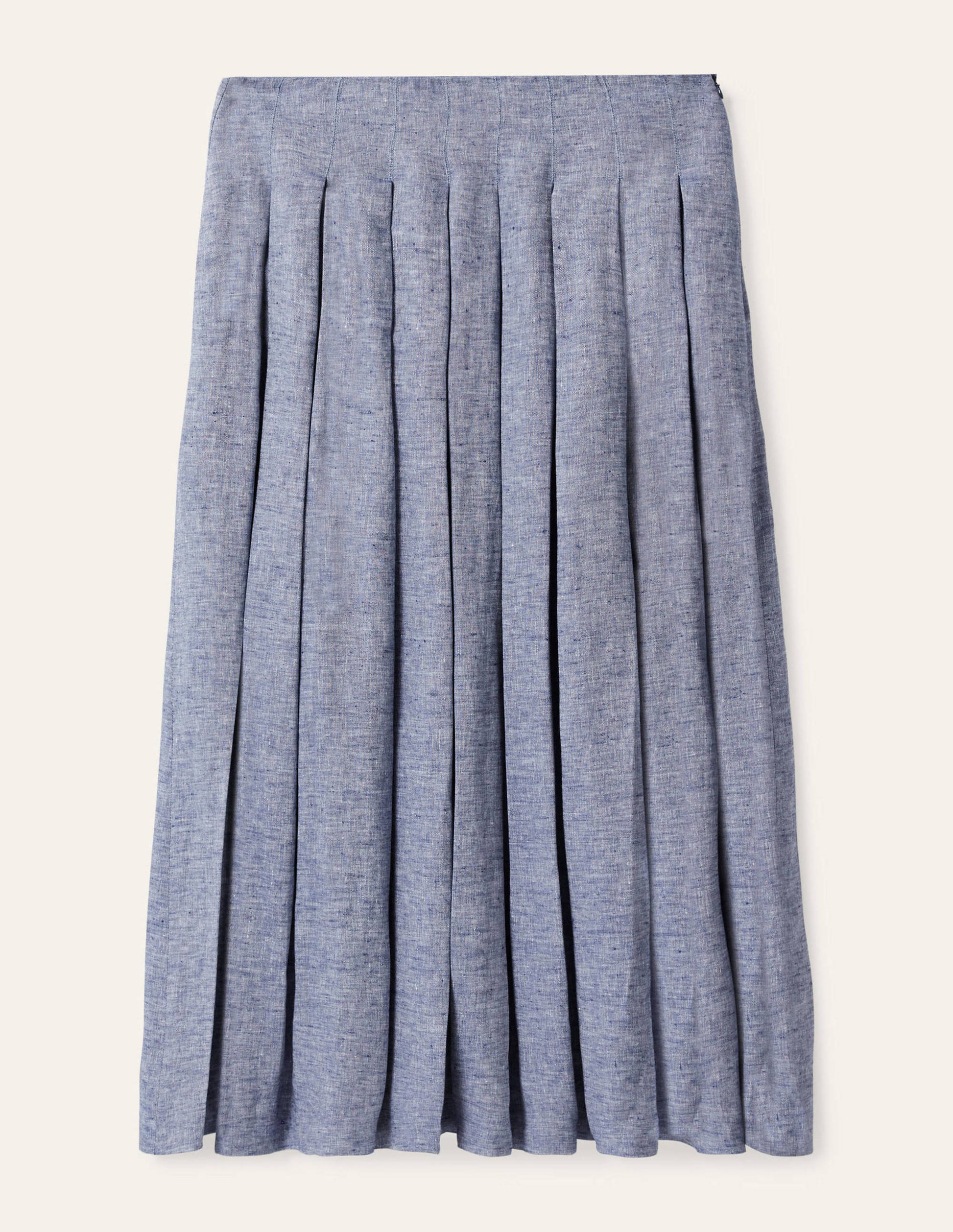 Lydia Linen Pleated Skirt-Chambray-5