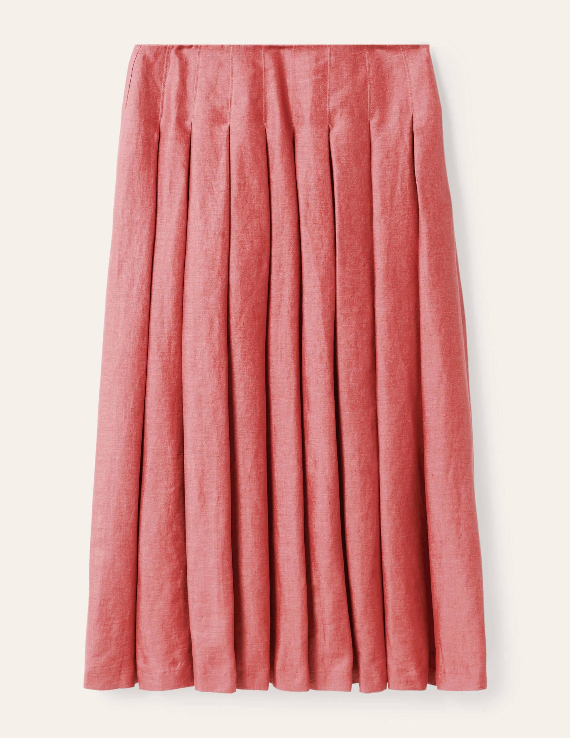 Lydia Linen Pleated Skirt-Dusty Red - Image 5