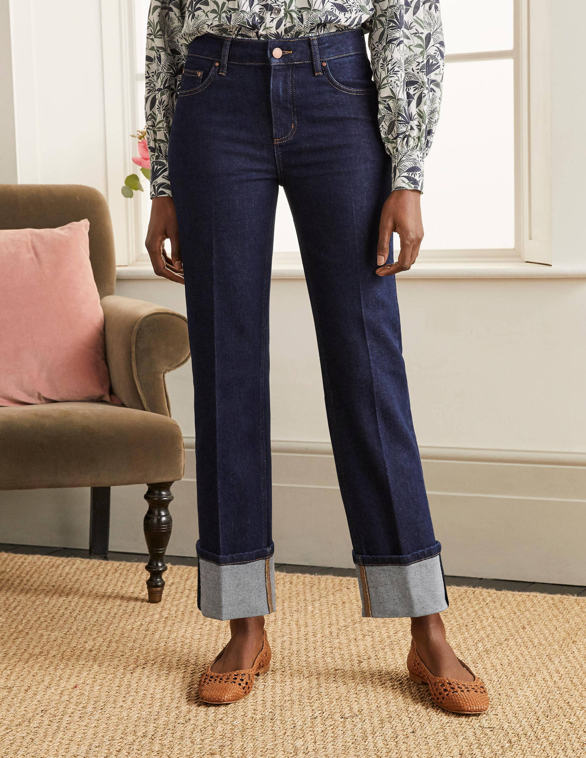Big Turn Up Jeans-Indigo - Image 1