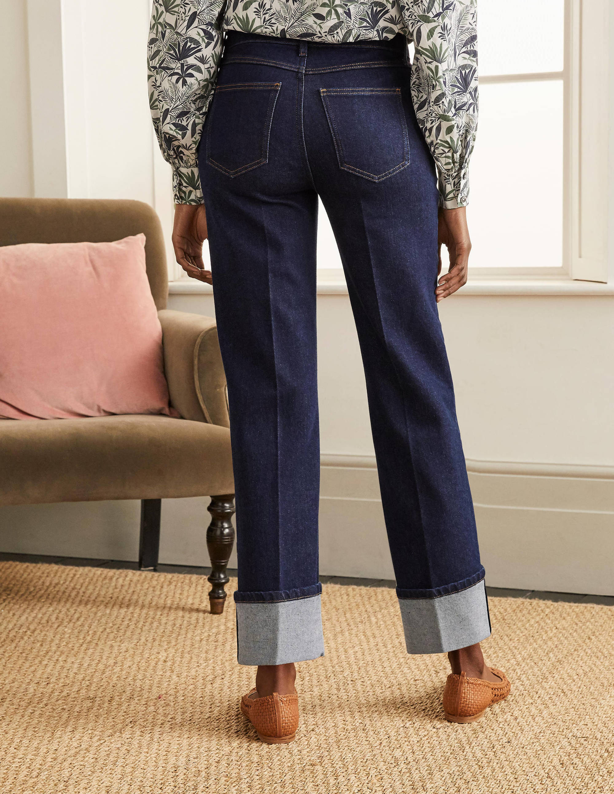 Big Turn Up Jeans-Indigo - Image 2