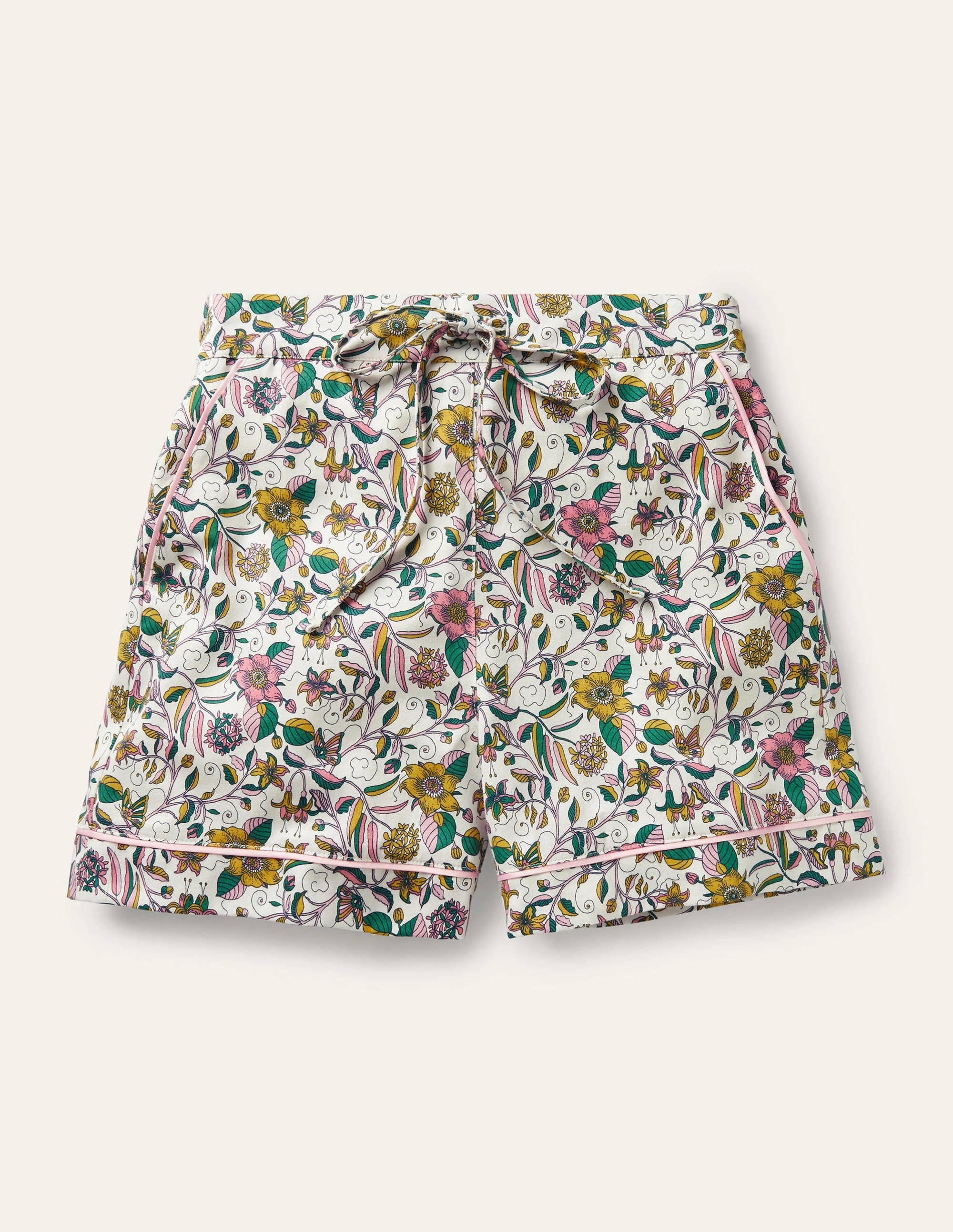 Easy Cotton Sleep Short-Ivory, Beautiful Garden - Image 5