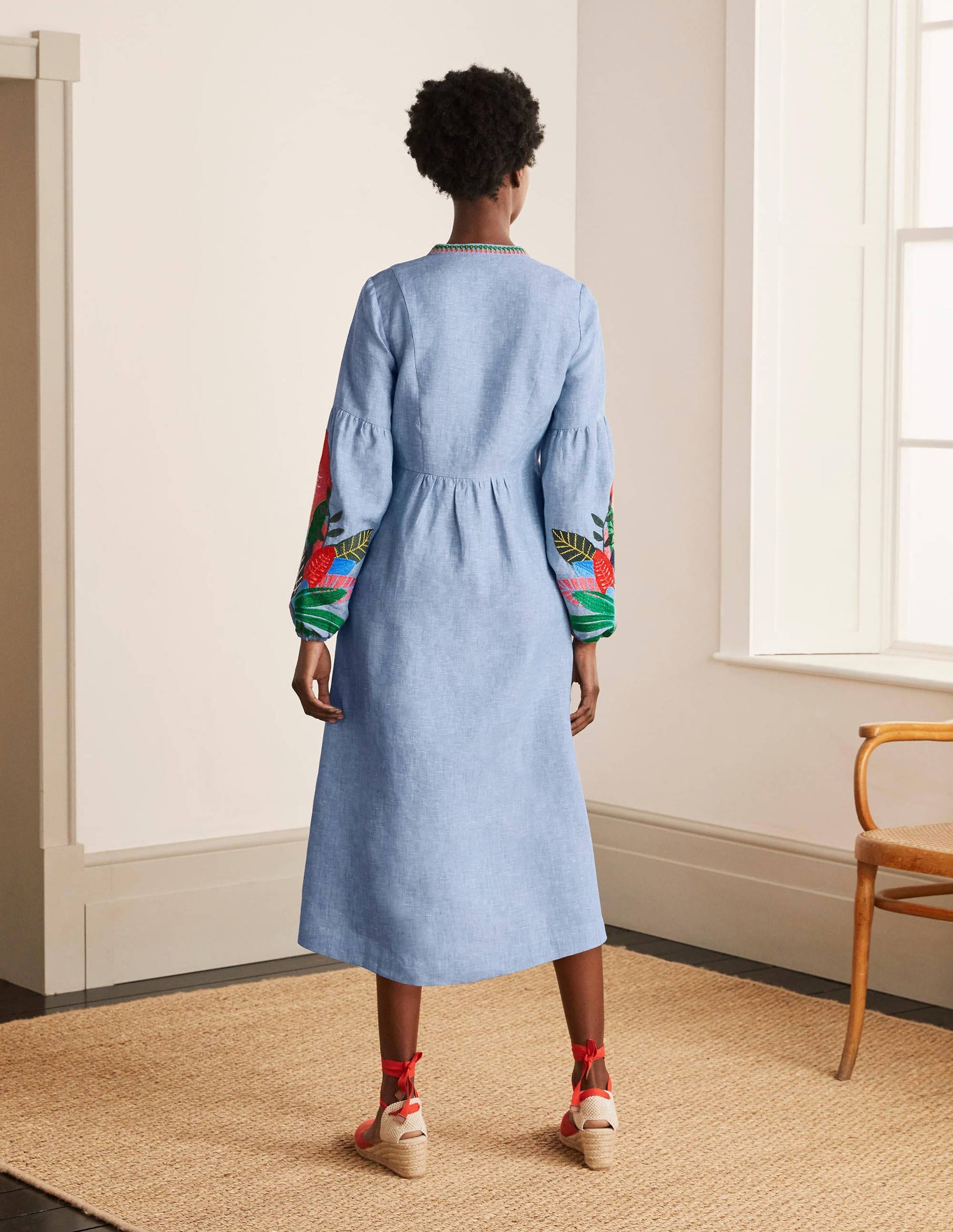 Leonie Linen Dress-Grey Blue Chambray-1