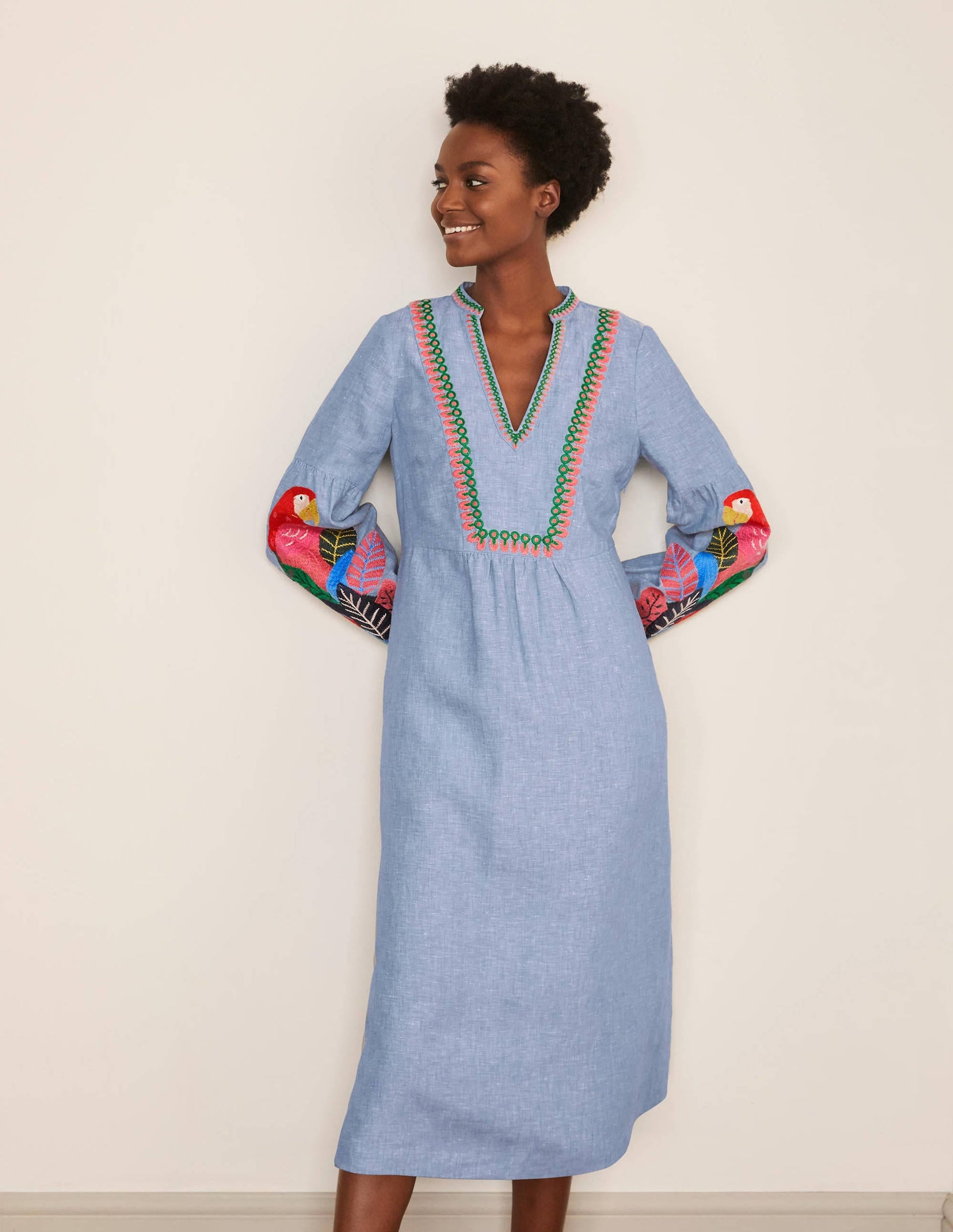 Leonie Linen Dress-Grey Blue Chambray-3