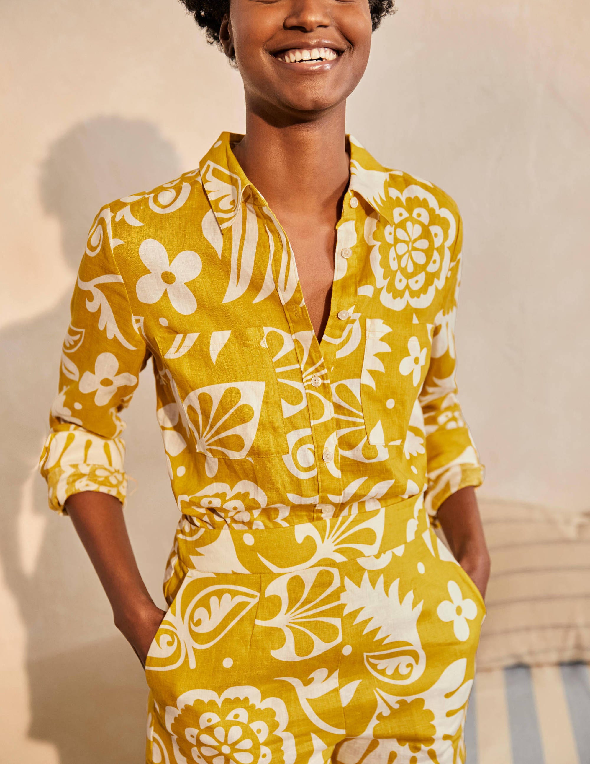 Linen Shirt-Chartreuse, Garden Tropic - Image 3