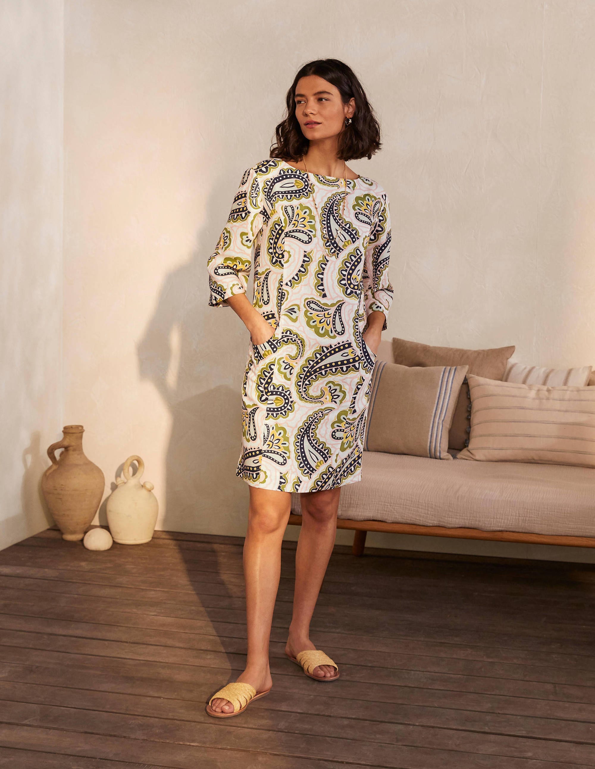 Laurie Linen Dress-Ivory, Summer Paisley - Image 5