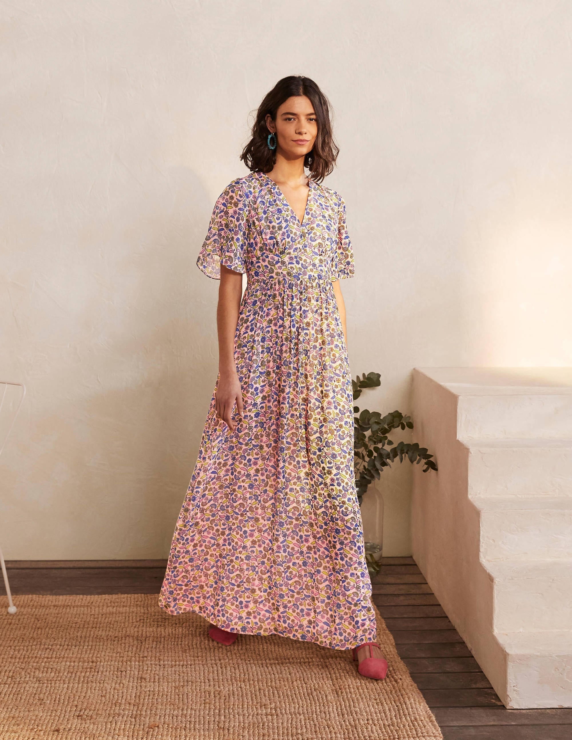 Veronica Maxi Dress-Milkshake, Trailing Posy - Image 4